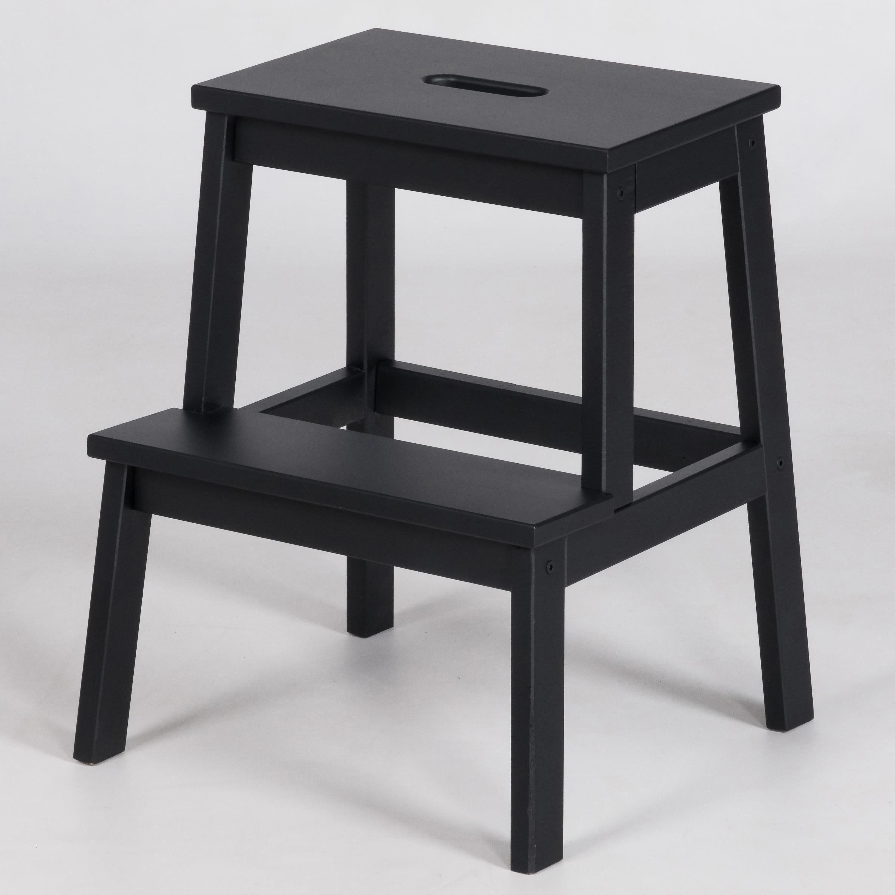 Basamaklı Ahşap Tabure Siyah Renk