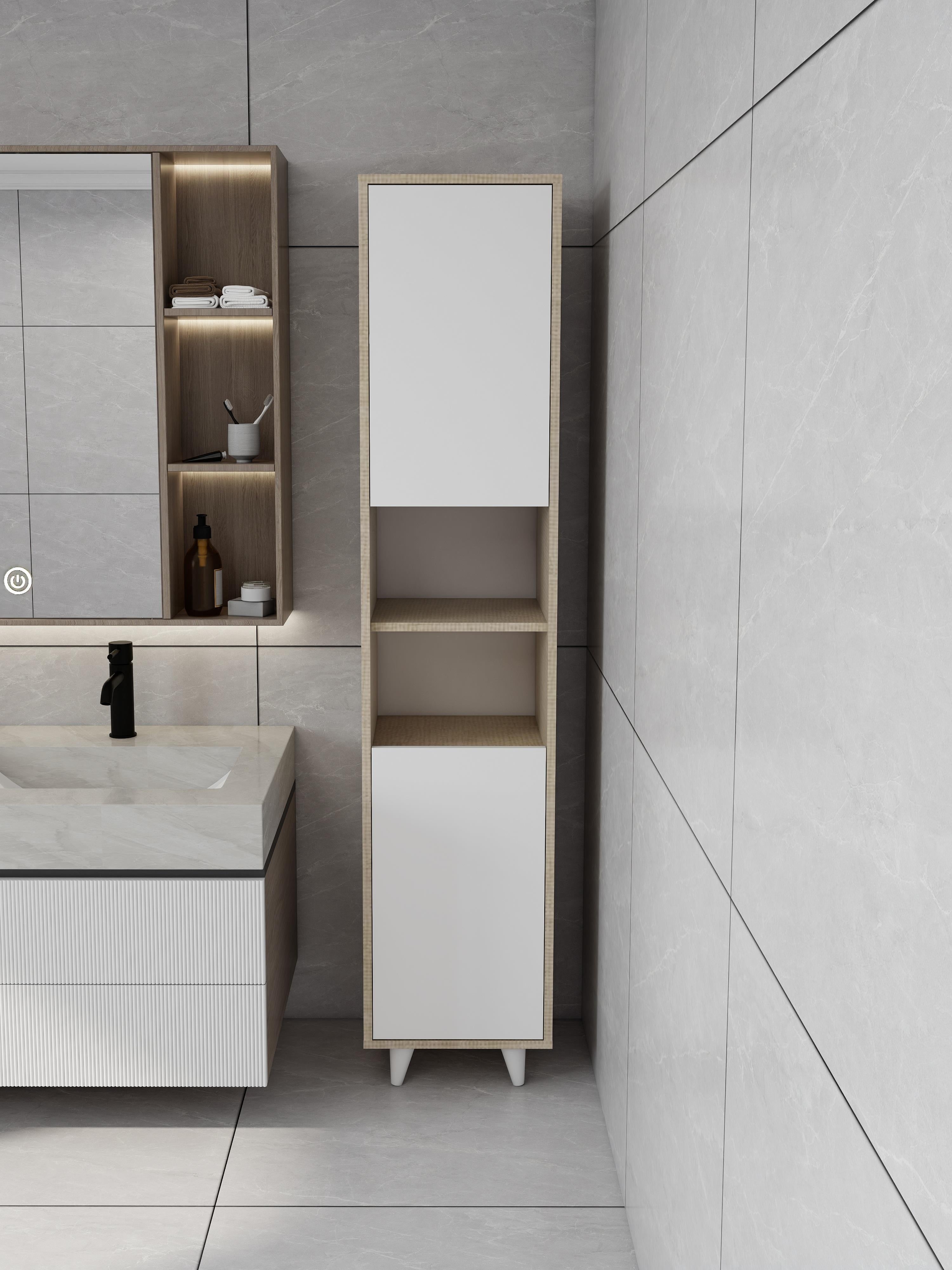 Riva Çamaşır Sepetli Banyo Dolabı Kotonvizon Renk