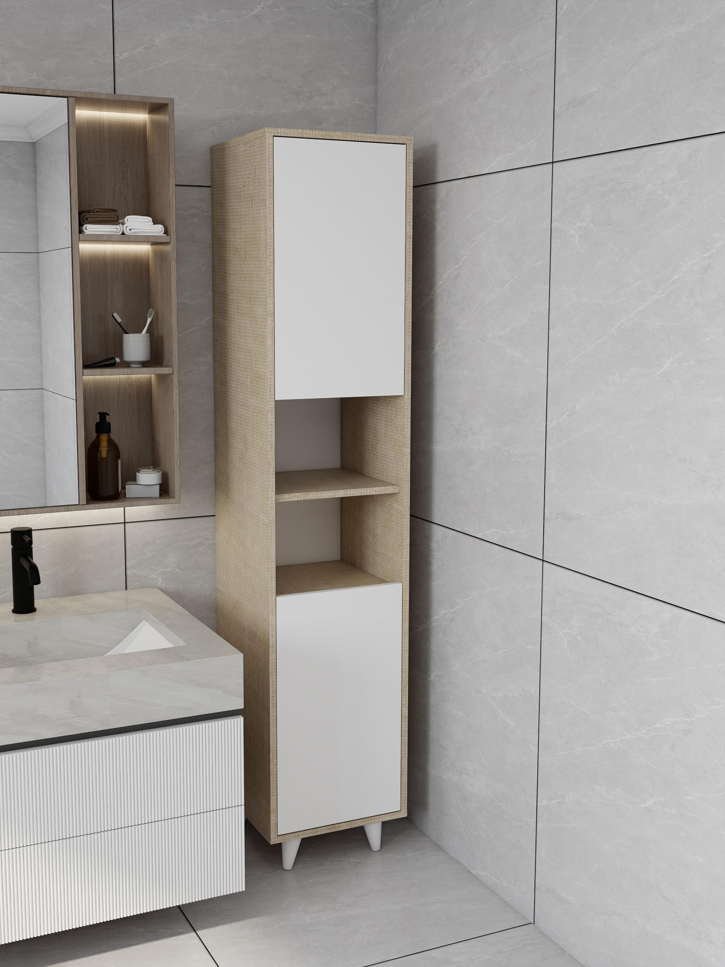 Riva Çamaşır Sepetli Banyo Dolabı Kotonvizon Renk