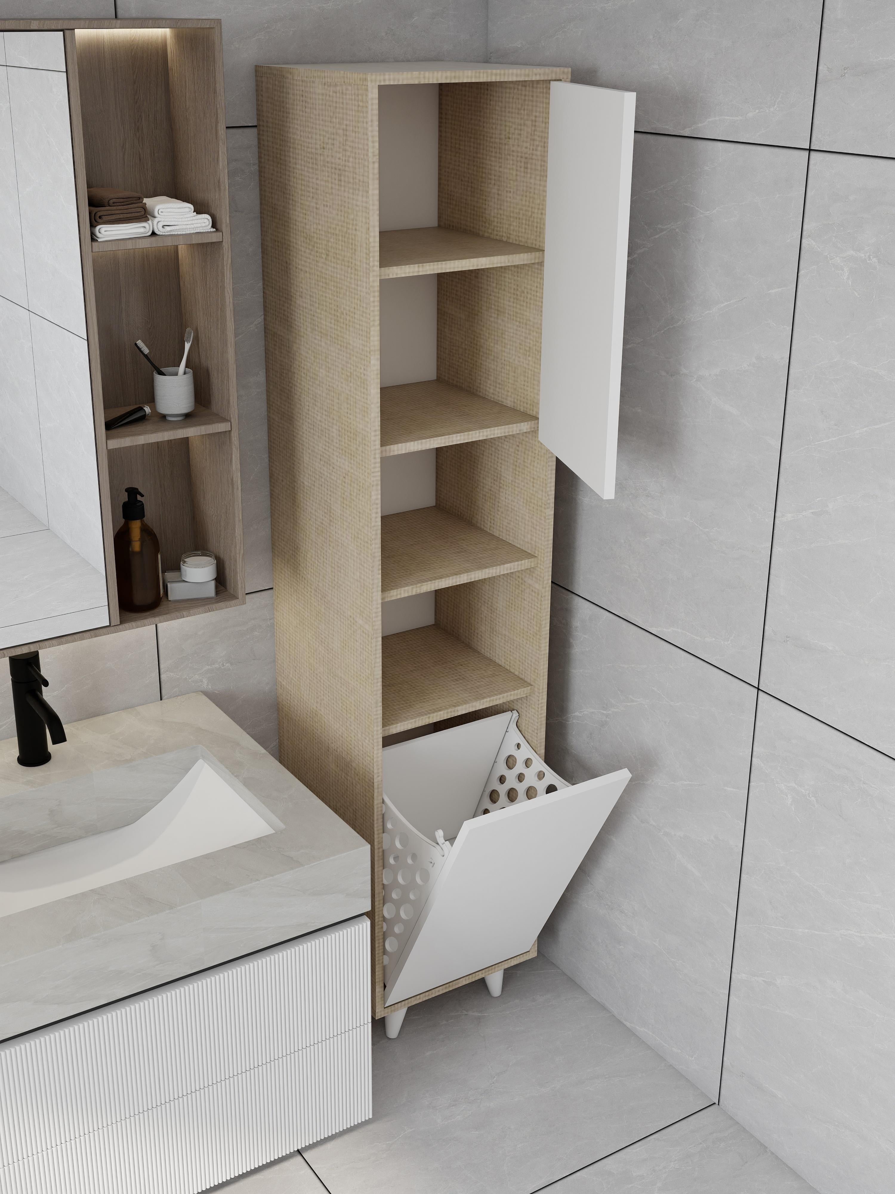 Riva Çamaşır Sepetli Banyo Dolabı Kotonvizon Renk