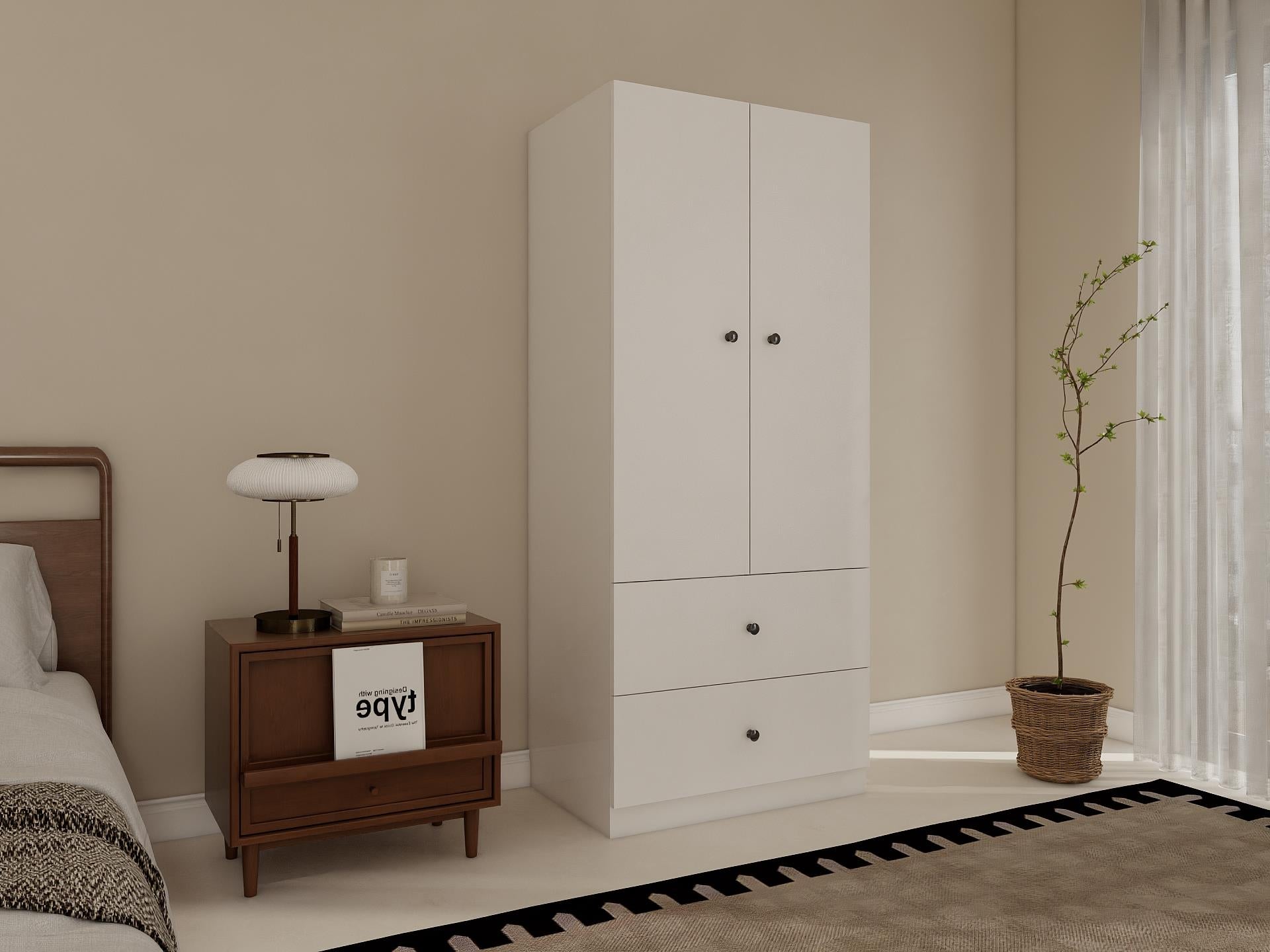 2 Kapaklı 2 çekmeceli Gardırop