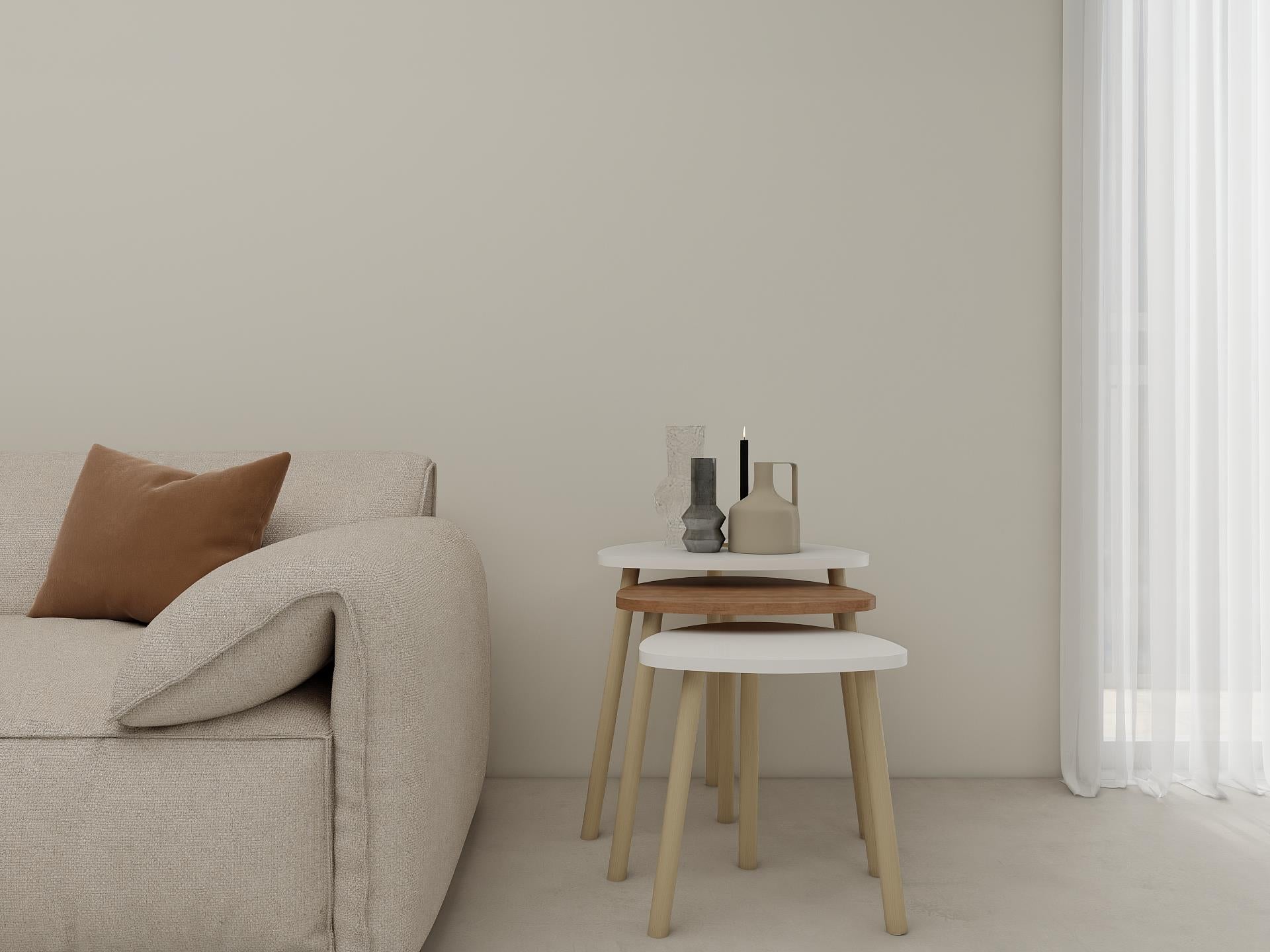 3lü Üçgen Zigon Sehpa Beyaz-Marbella Kiraz