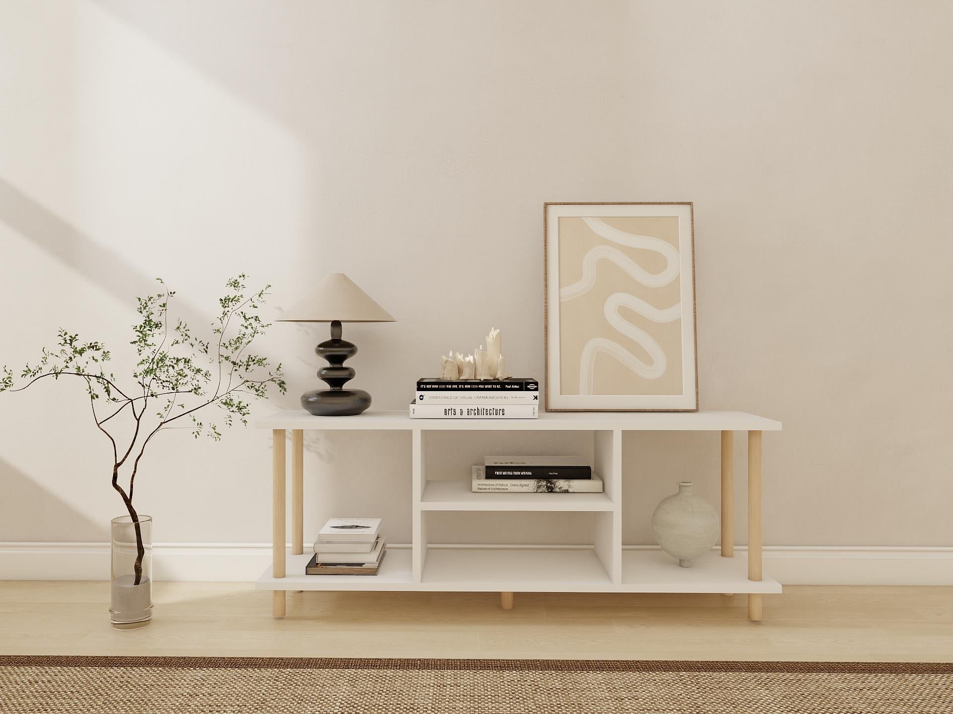 Ahşap Beyaz TV Ünitesi