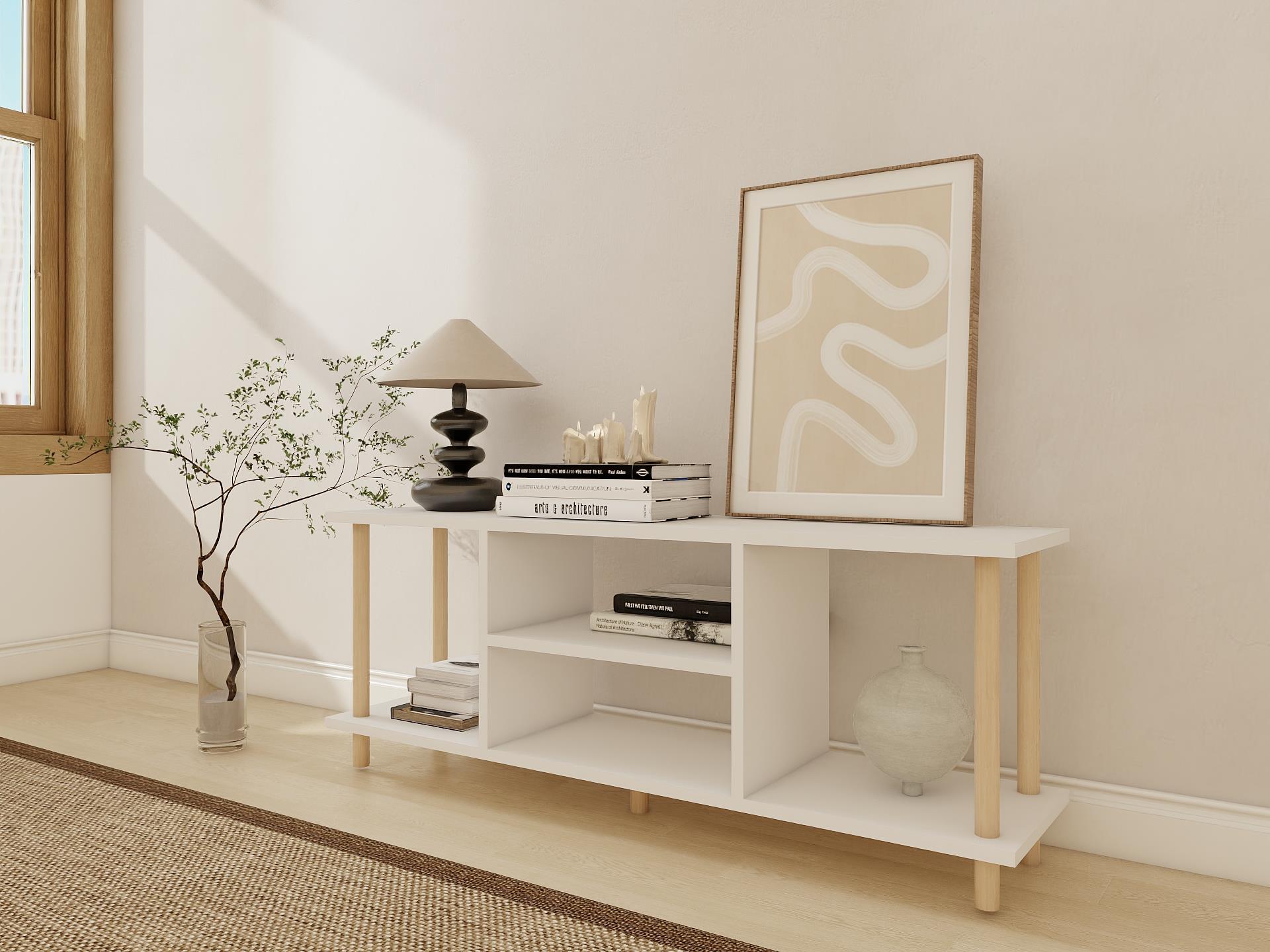 Ahşap Beyaz TV Ünitesi
