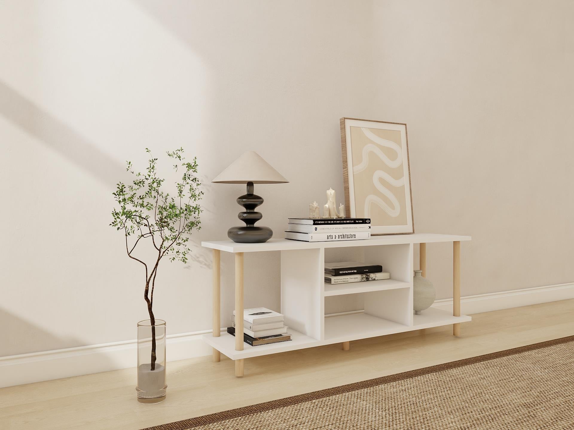 Ahşap Beyaz TV Ünitesi