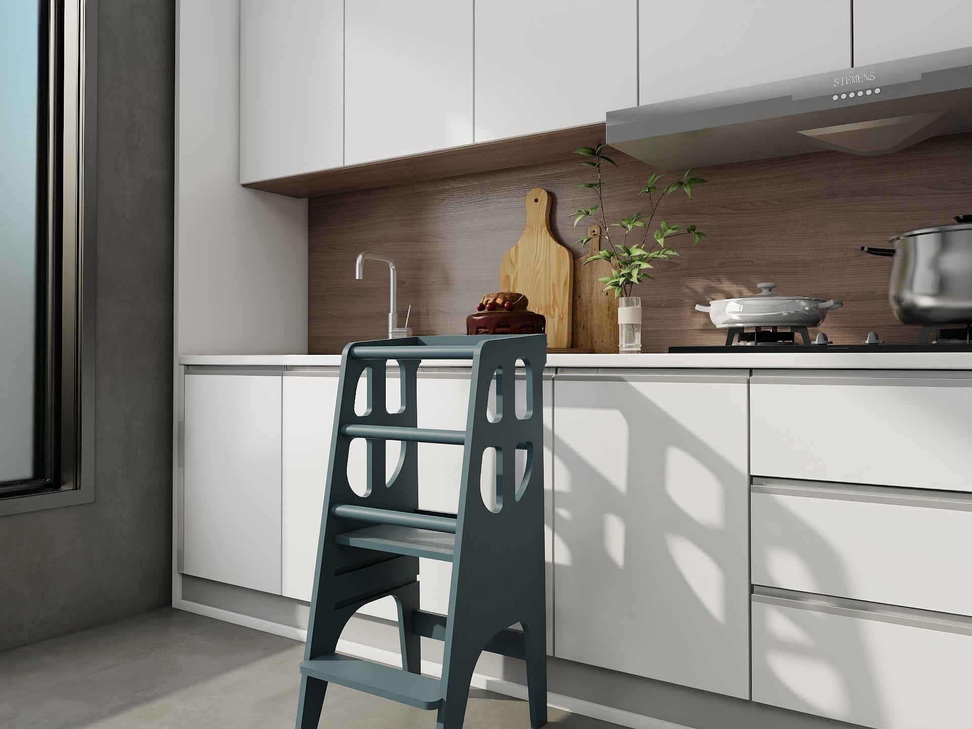 Antrasit Ahşap Çocuk Öğrenme-Etkinlik Kulesi