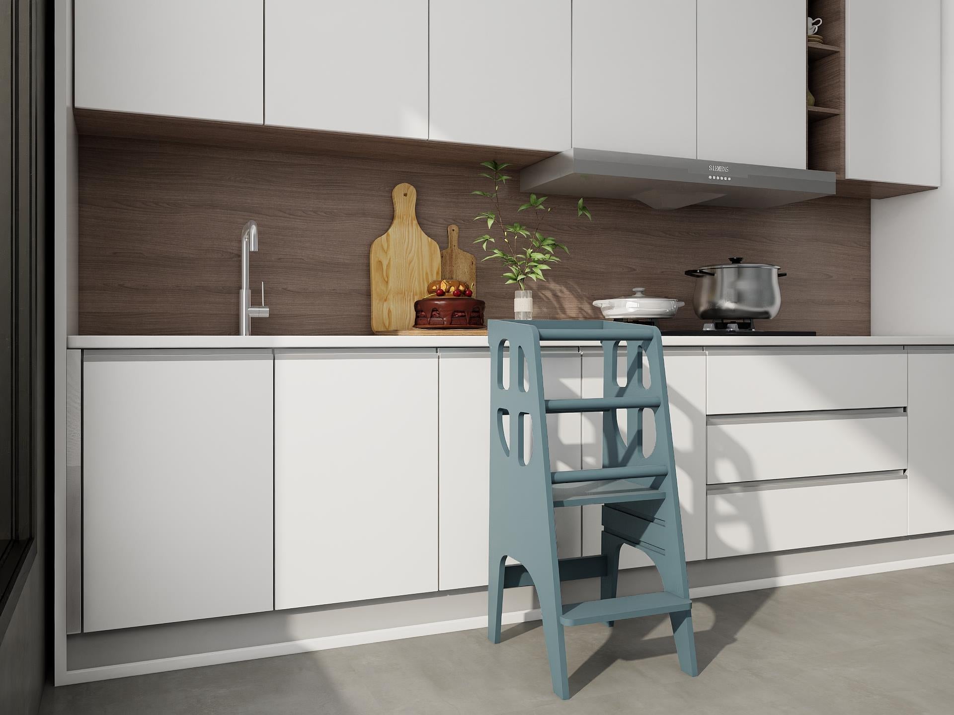 Antrasit Ahşap Çocuk Öğrenme-Etkinlik Kulesi