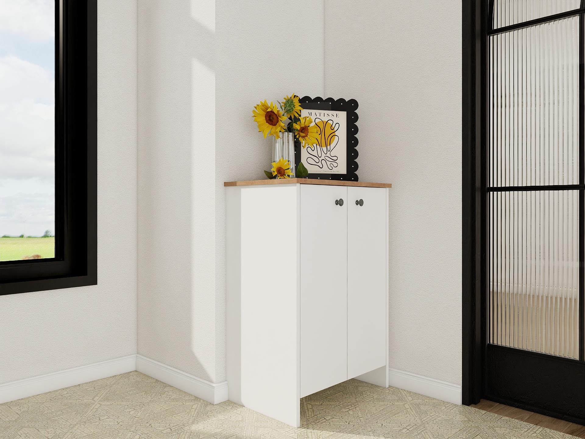 Assos 2 Kapaklı Ayakkabılık / Marbella Kiraz-Beyaz