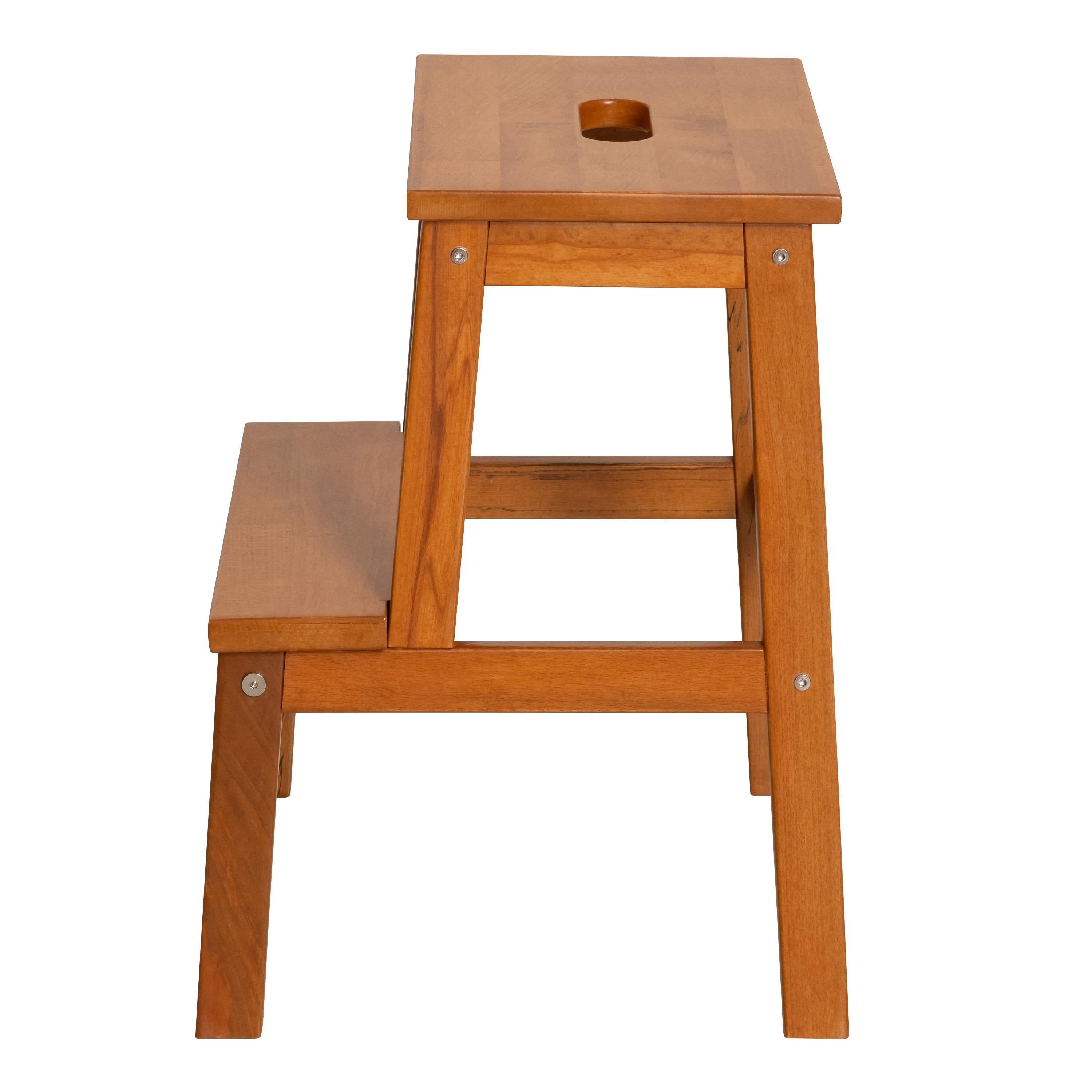 Basamaklı Ahşap Tabure Meşe Renk