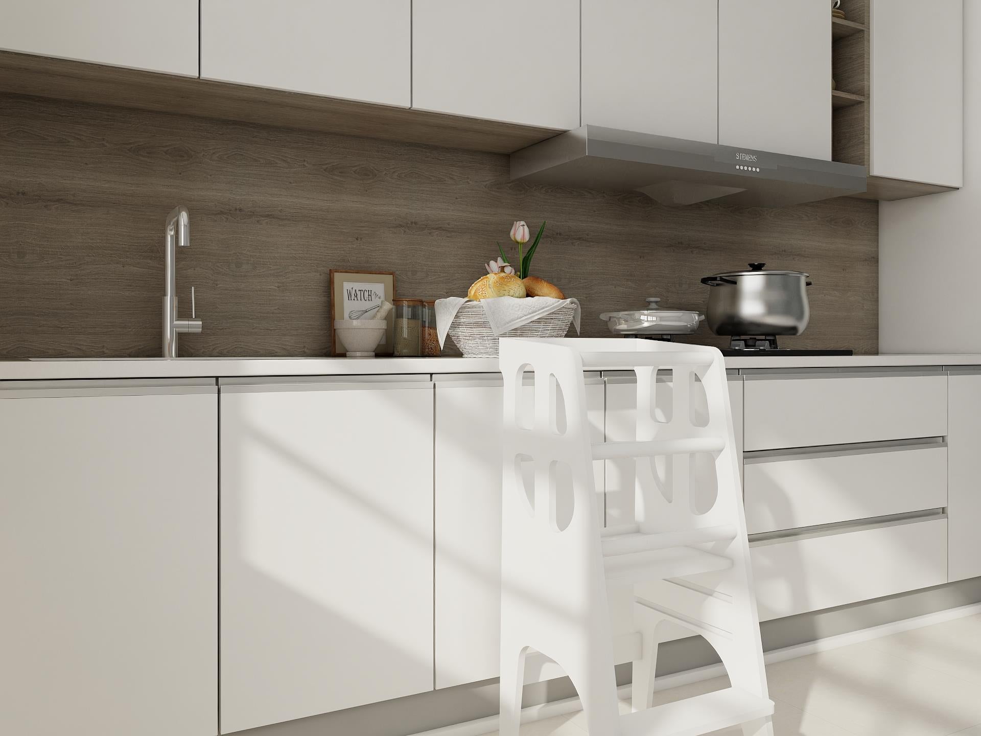 Beyaz Ahşap Çocuk Öğrenme-Etkinlik Kulesi