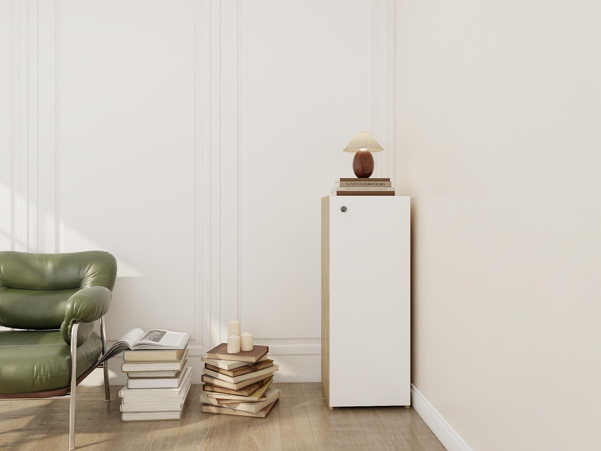 1 kapaklı Çok Amaçlı Dolap LefkasMeşe-Beyaz