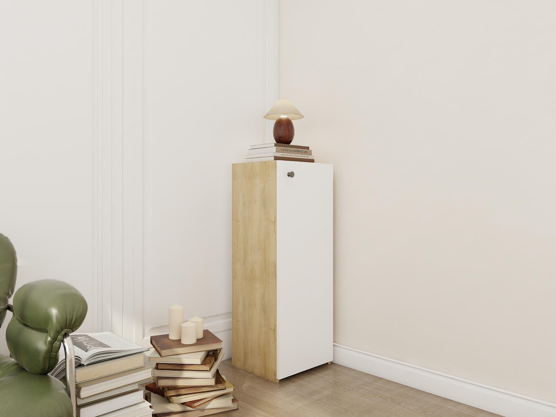 1 kapaklı Çok Amaçlı Dolap LefkasMeşe-Beyaz