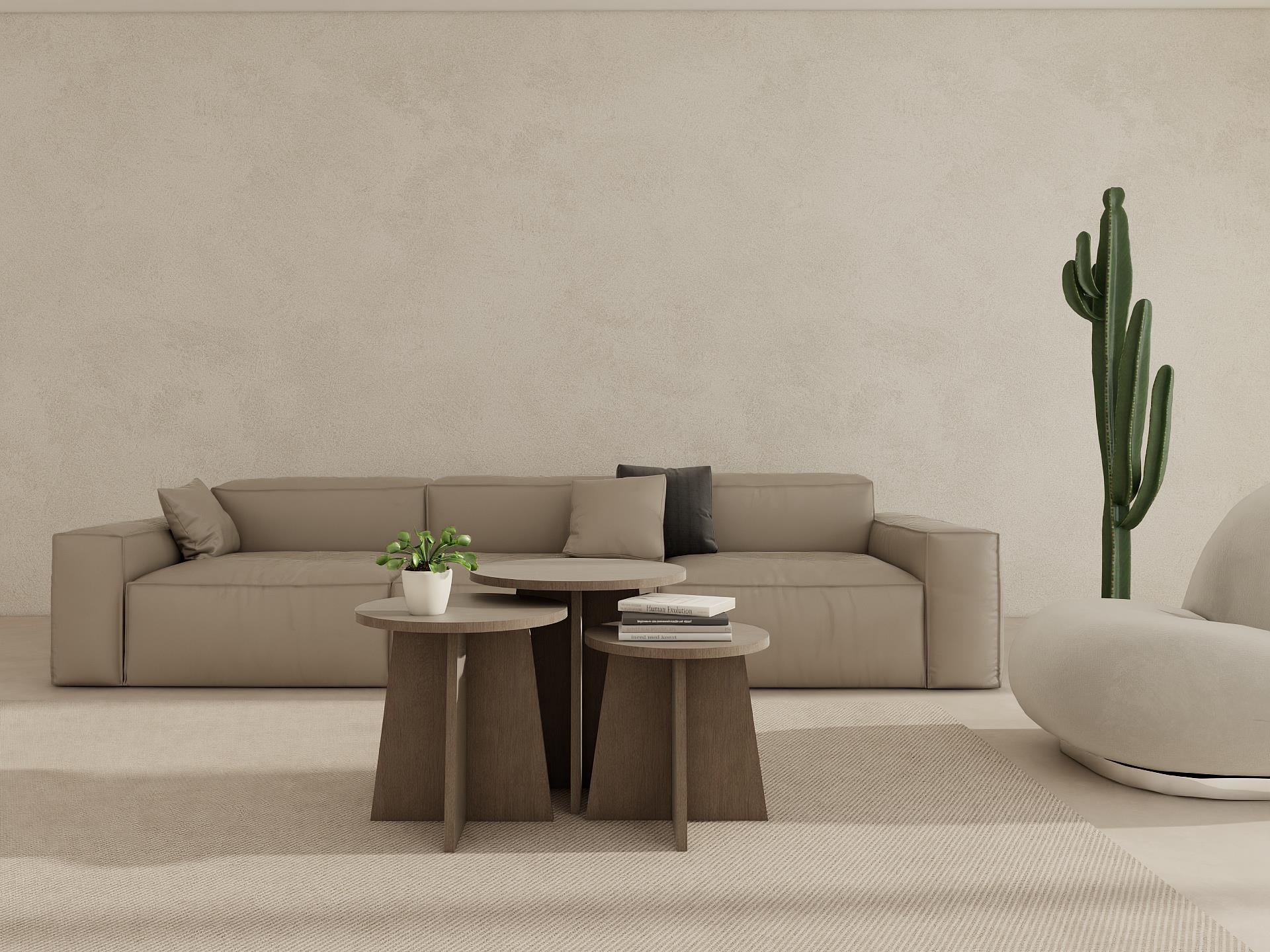 Mantar Üçlü Zigon Sehpa Antrasitmeşe