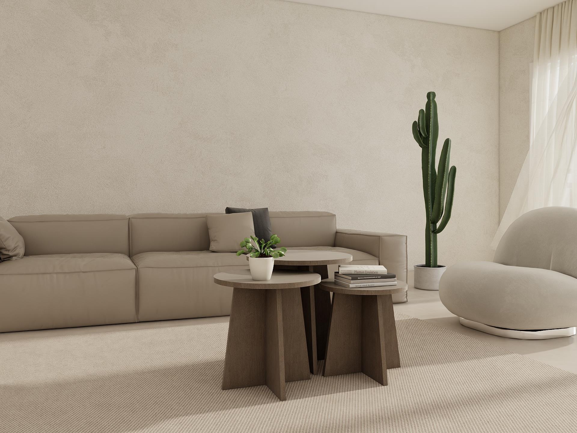 Mantar Üçlü Zigon Sehpa Antrasitmeşe