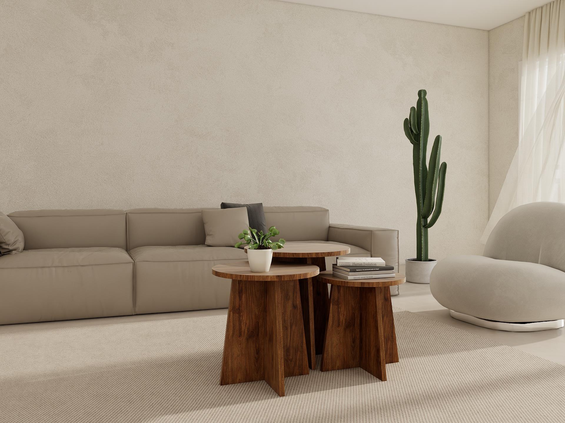 Mantar Üçlü Zigon Sehpa Amalfi Renk