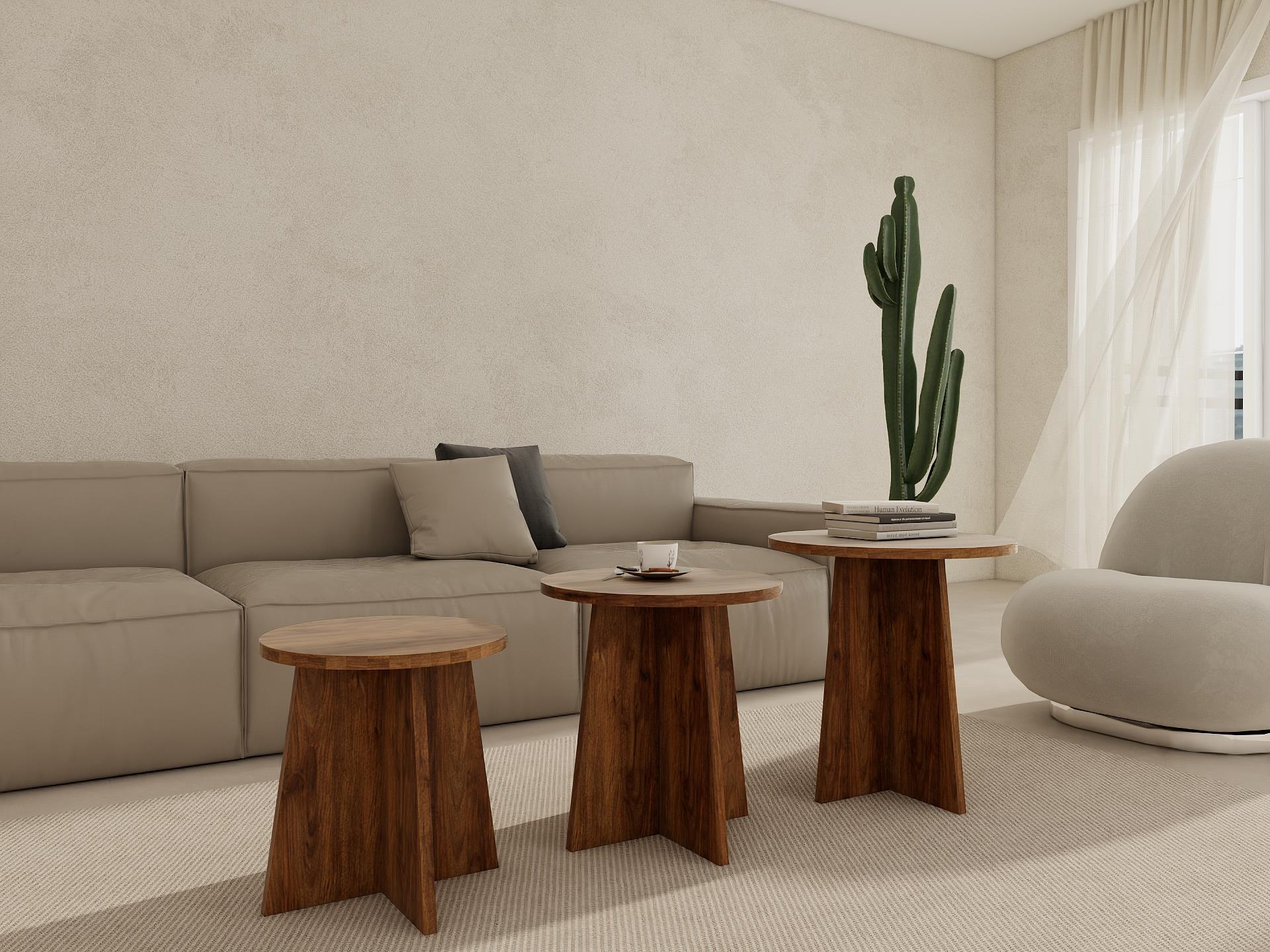 Mantar Üçlü Zigon Sehpa Amalfi Renk