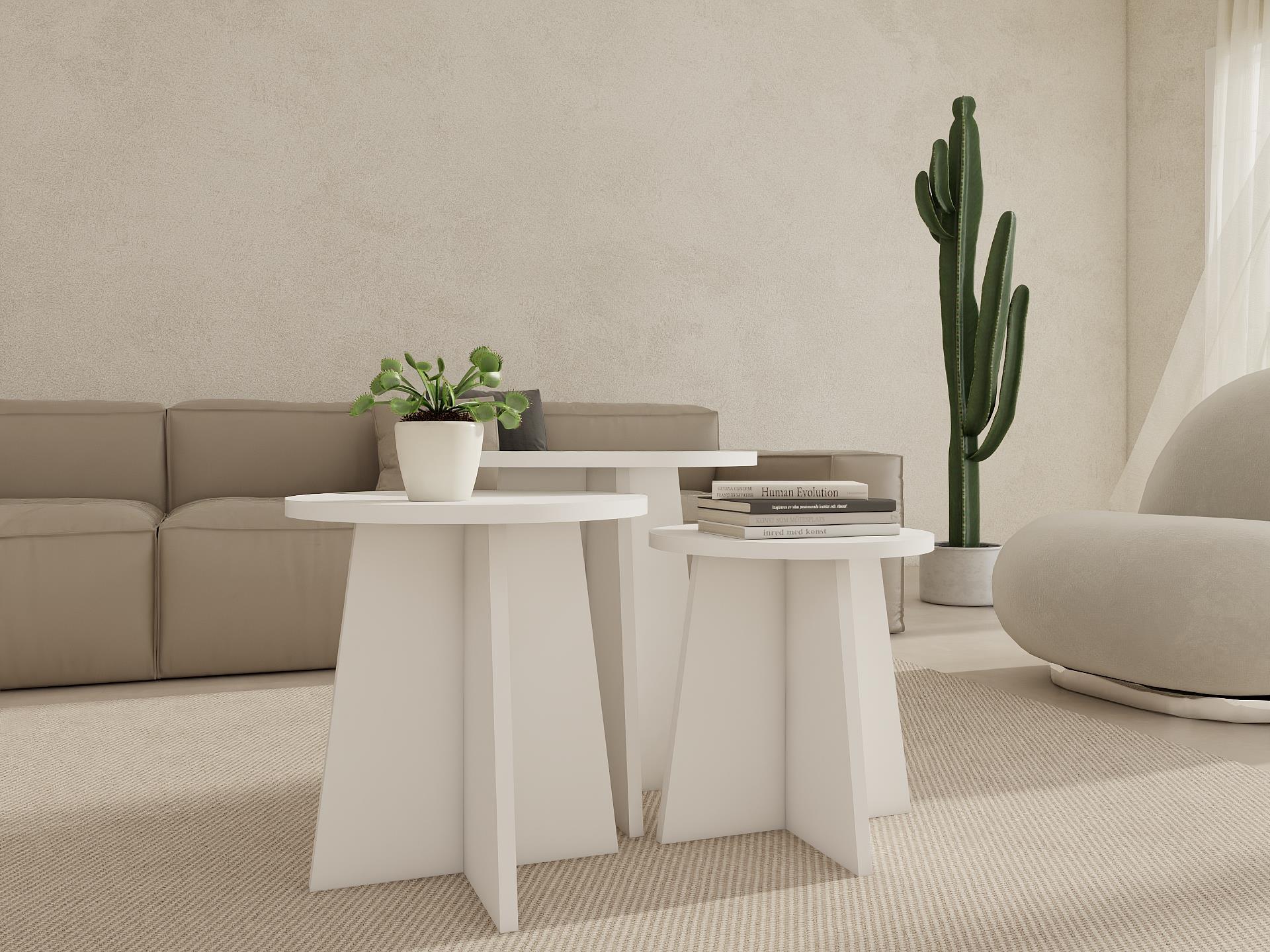 Mantar Üçlü Zigon Sehpa