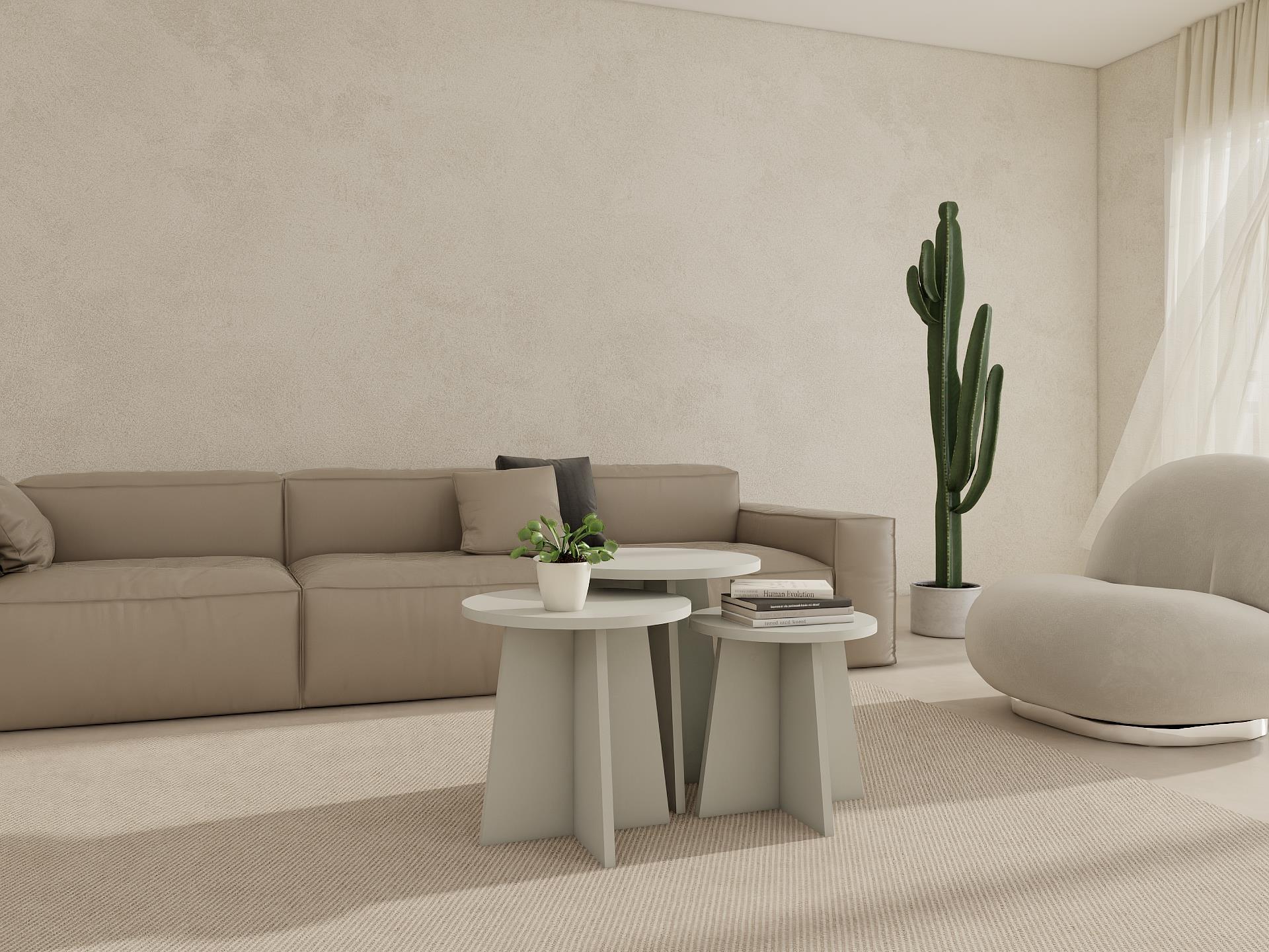 Mantar Üçlü Zigon Sehpa Külgri Renk