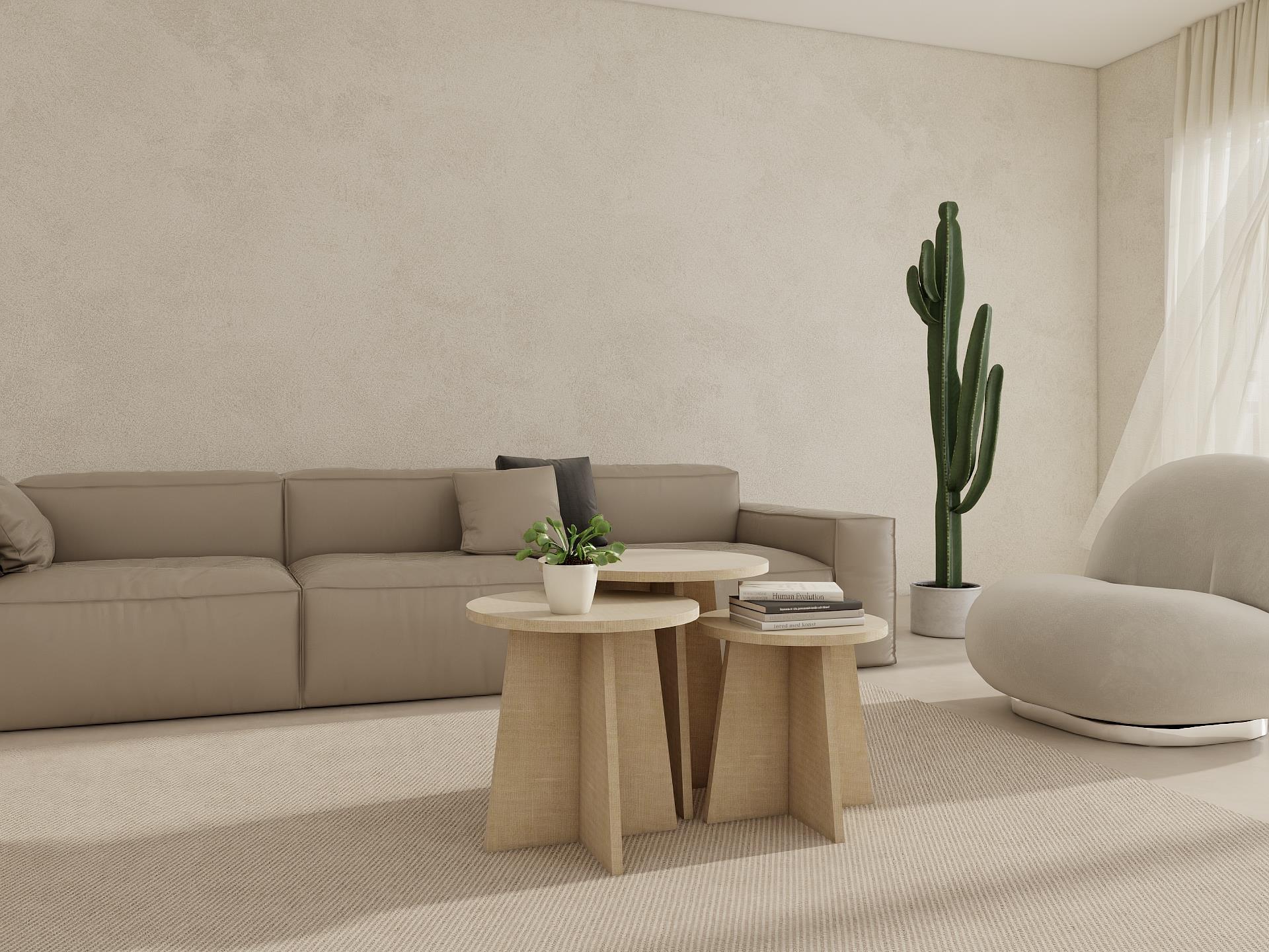 Mantar Üçlü Zigon Sehpa Kotonvizon Renk