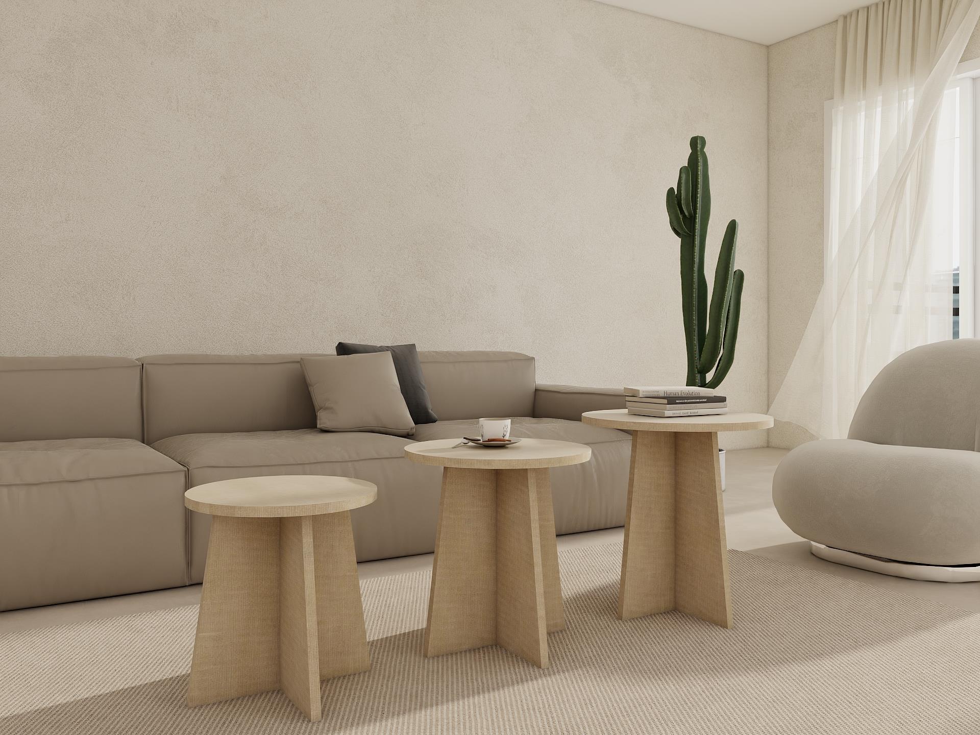 Mantar Üçlü Zigon Sehpa Kotonvizon Renk