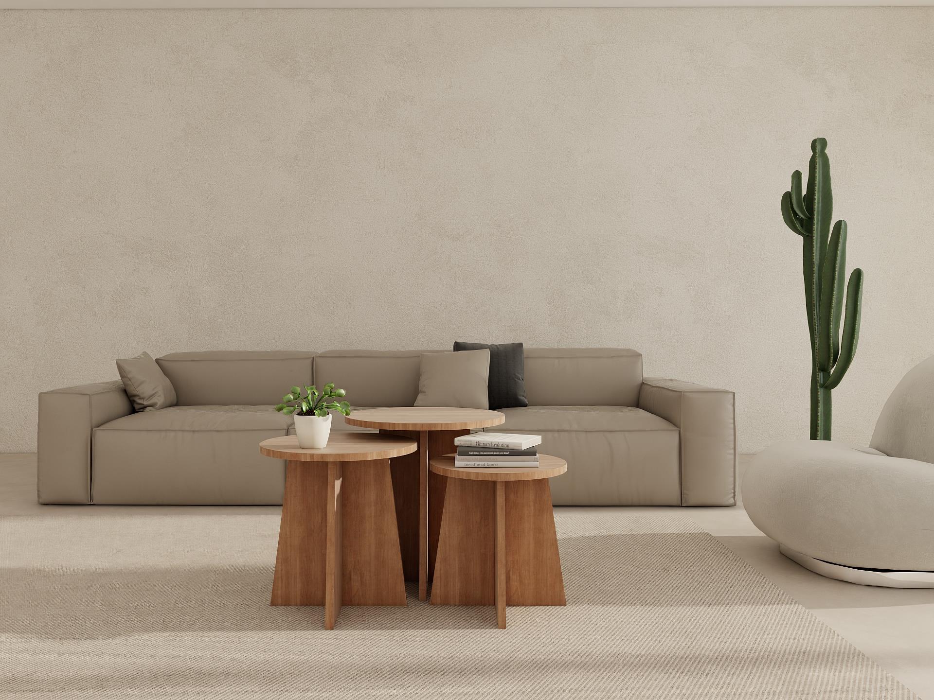 Mantar Üçlü Zigon Sehpa  Marbellakiraz Renk