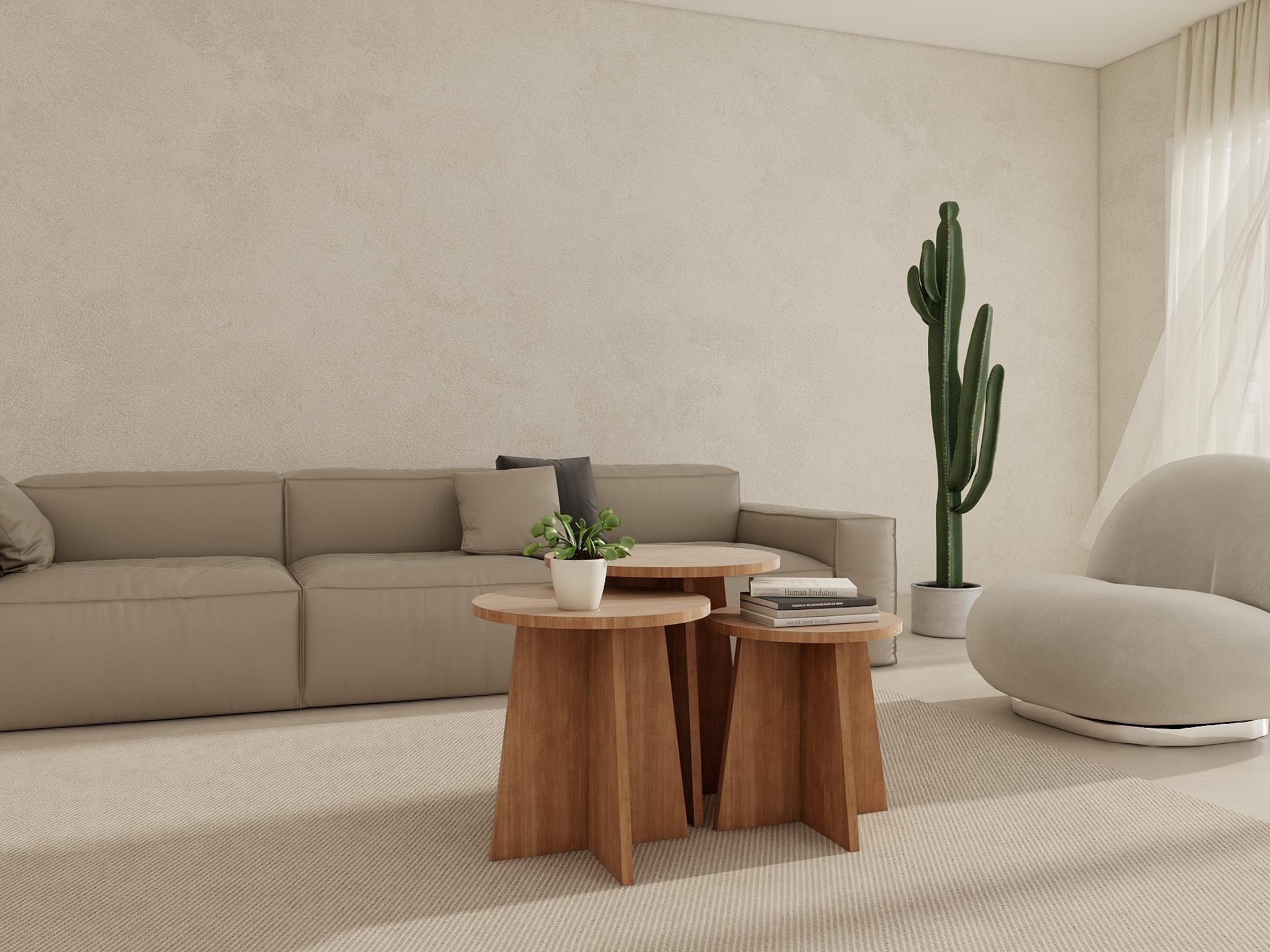 Mantar Üçlü Zigon Sehpa  Marbellakiraz Renk