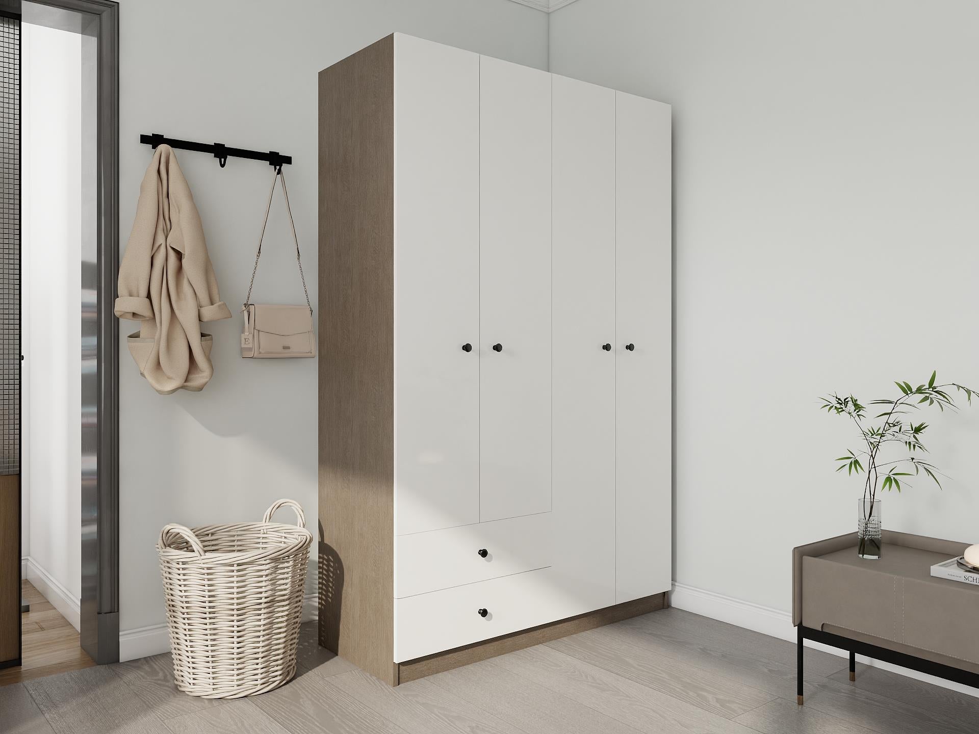 4 Kapaklı 2 Çekmeceli Gardırop Antrasitmeşe-Byz