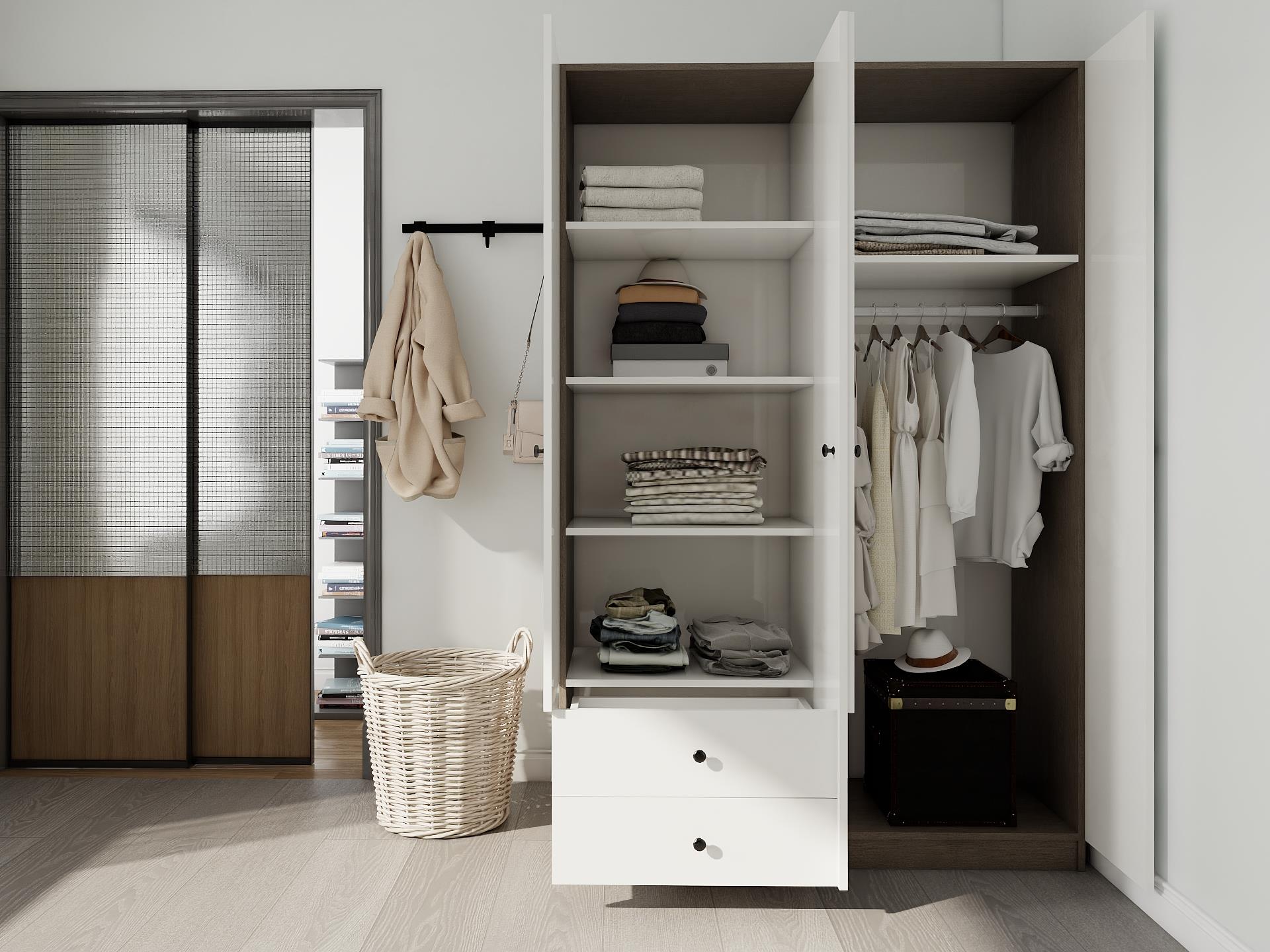 4 Kapaklı 2 Çekmeceli Gardırop Antrasitmeşe-Byz