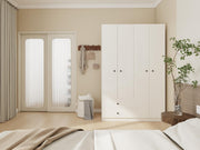 4 Kapaklı 2 Çekmeceli Gardırop Beyaz Renk