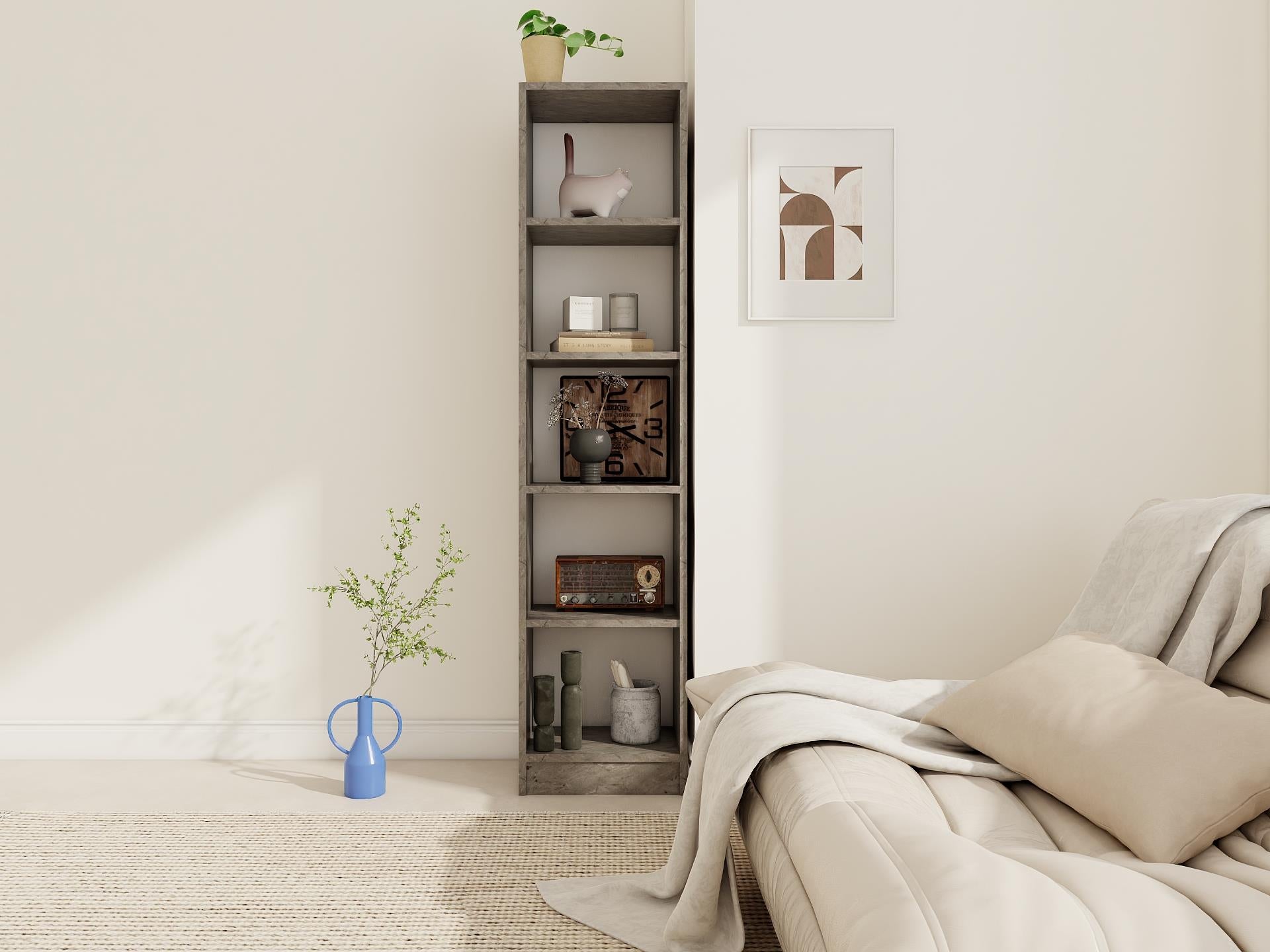 5 Bölmeli Kitaplık Hanoibeyaz