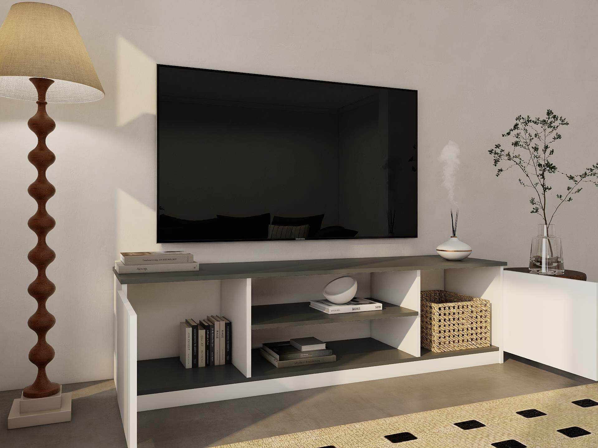 Bade Tv Ünitesi Koyu Gri Beyaz