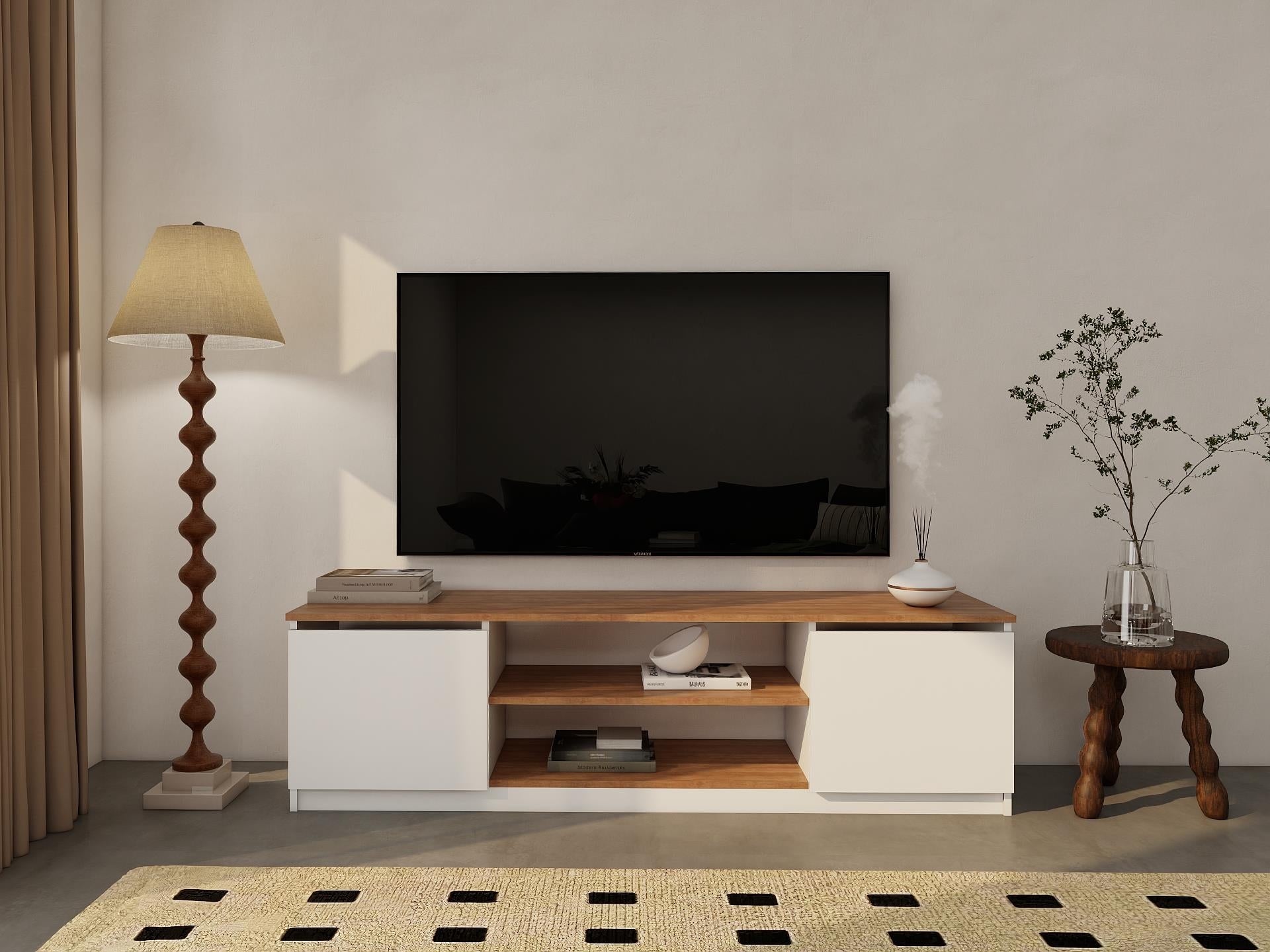 Bade Tv Ünitesi Marbella Kiraz Beyaz Renk