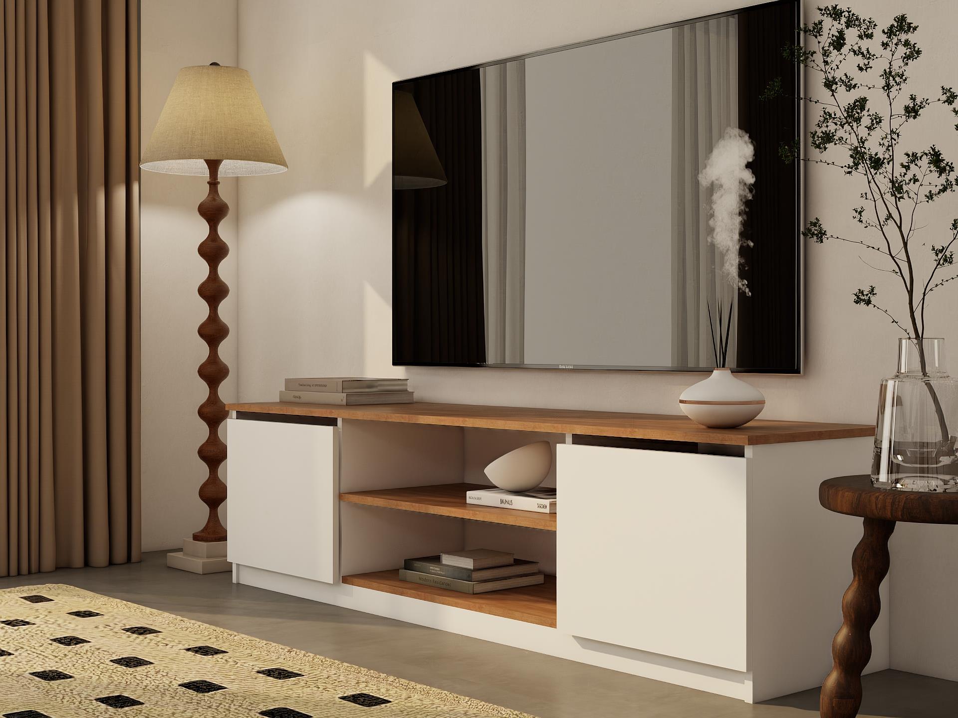 Bade Tv Ünitesi Marbella Kiraz Beyaz Renk