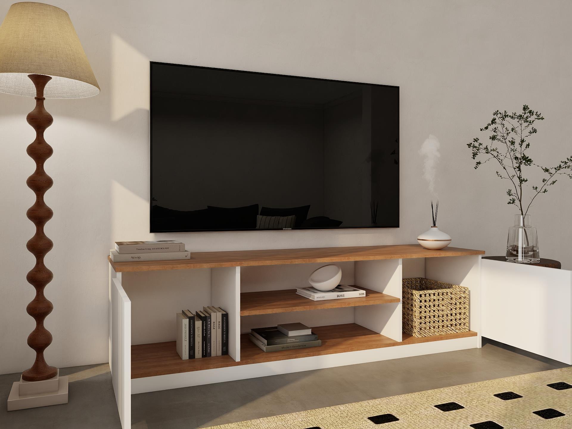 Bade Tv Ünitesi Marbella Kiraz Beyaz Renk