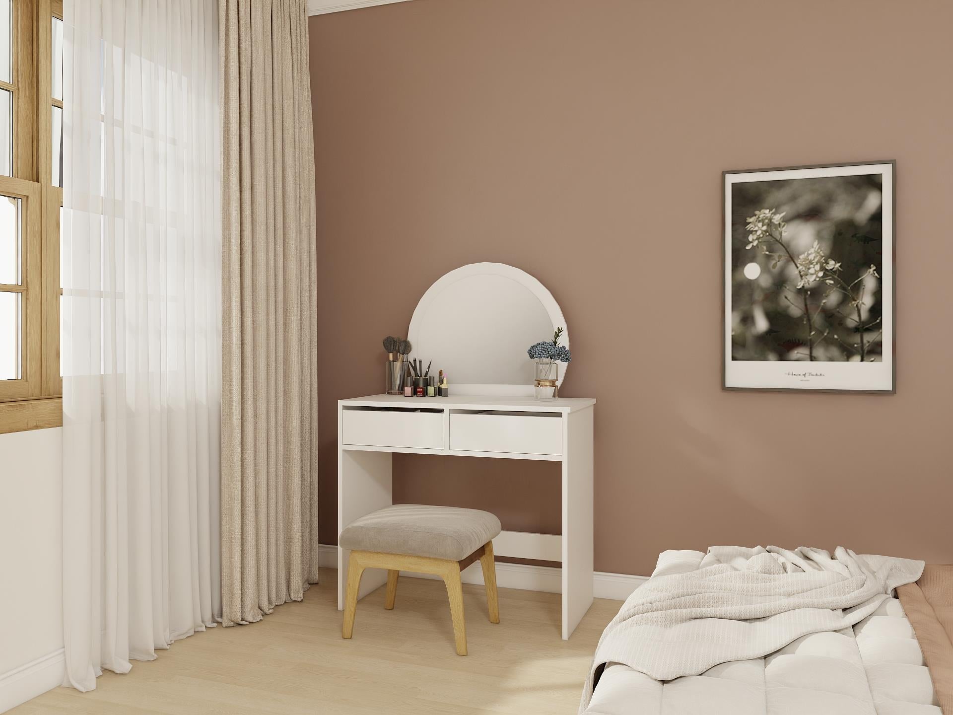 Huzur Makyaj Masası Beyaz Renk