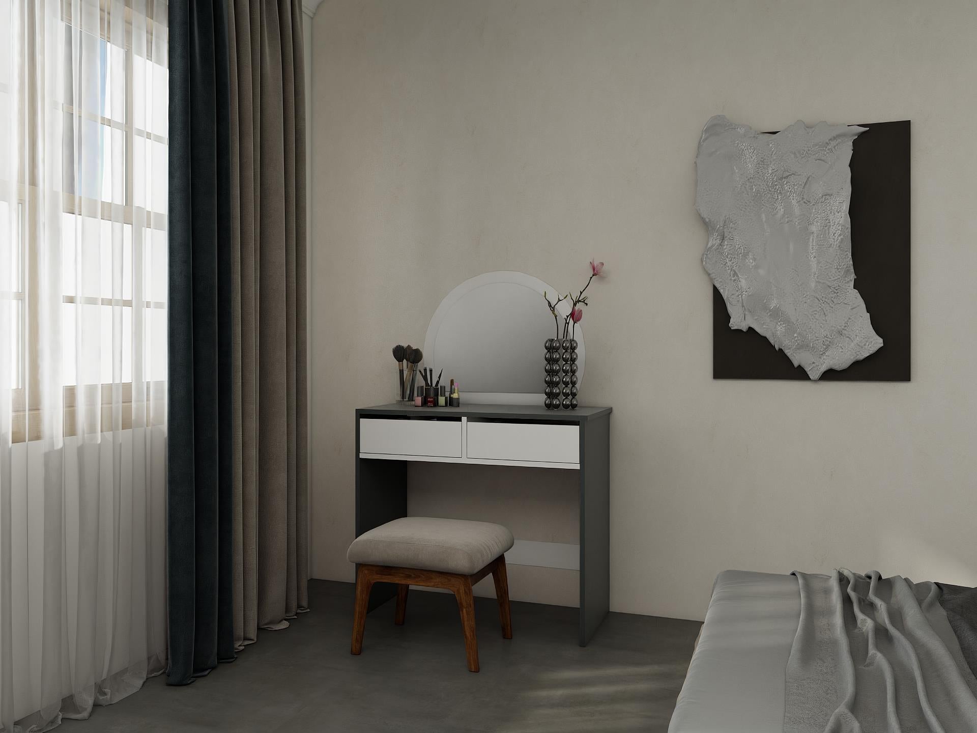 Huzur Makyaj Masası Koyugri Renk