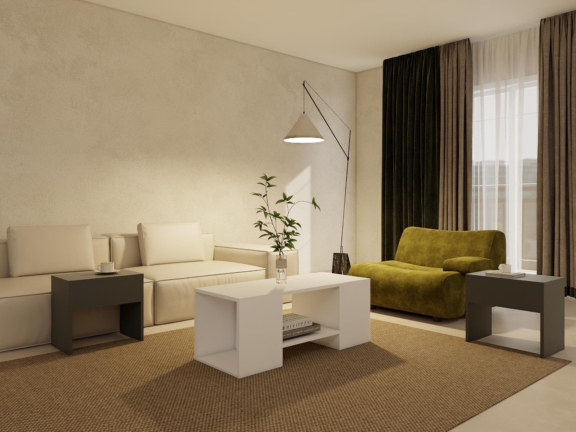 Lupo Orta Sehpa Koyugri-Beyaz