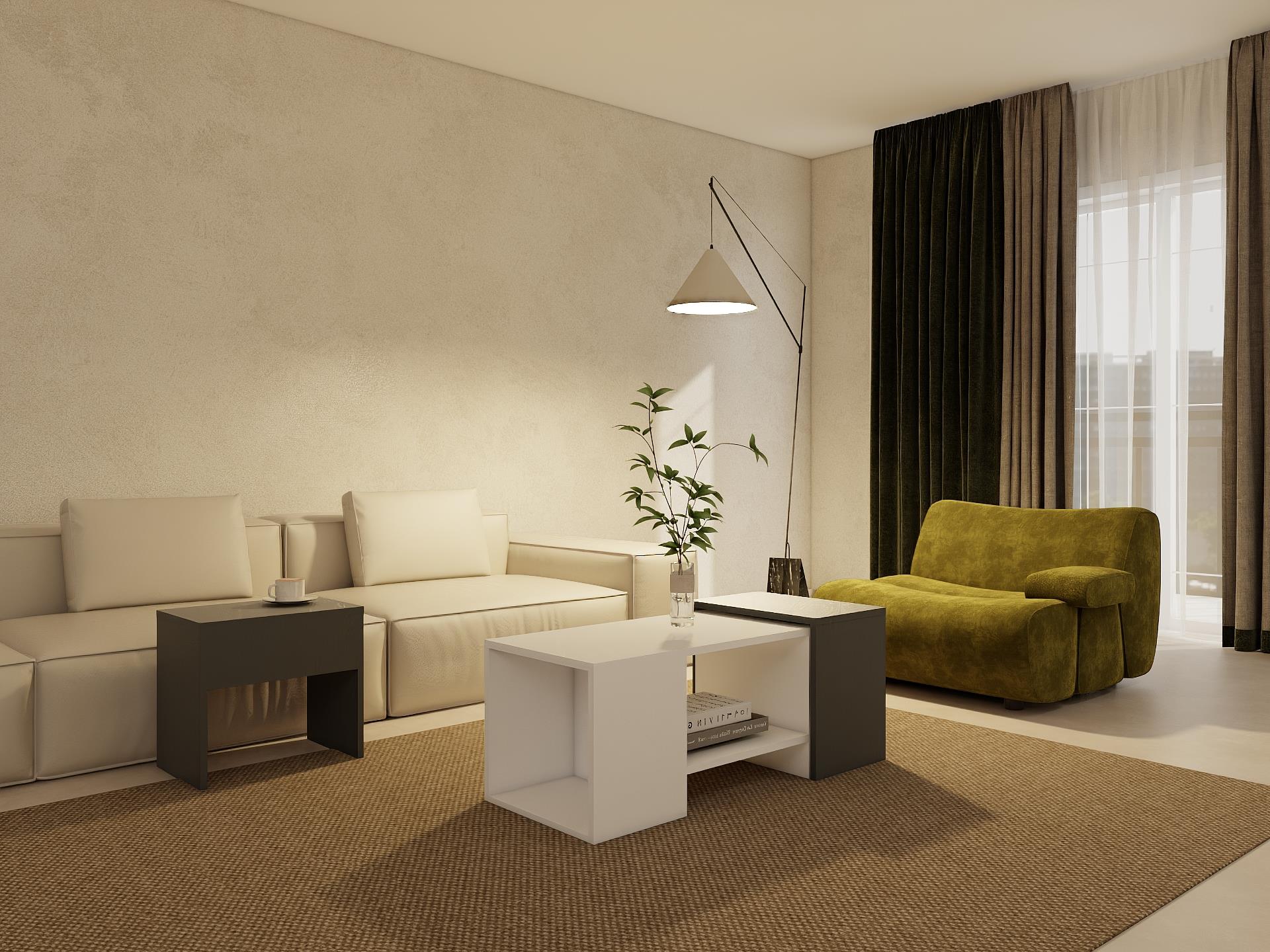 Lupo Orta Sehpa Koyugri-Beyaz