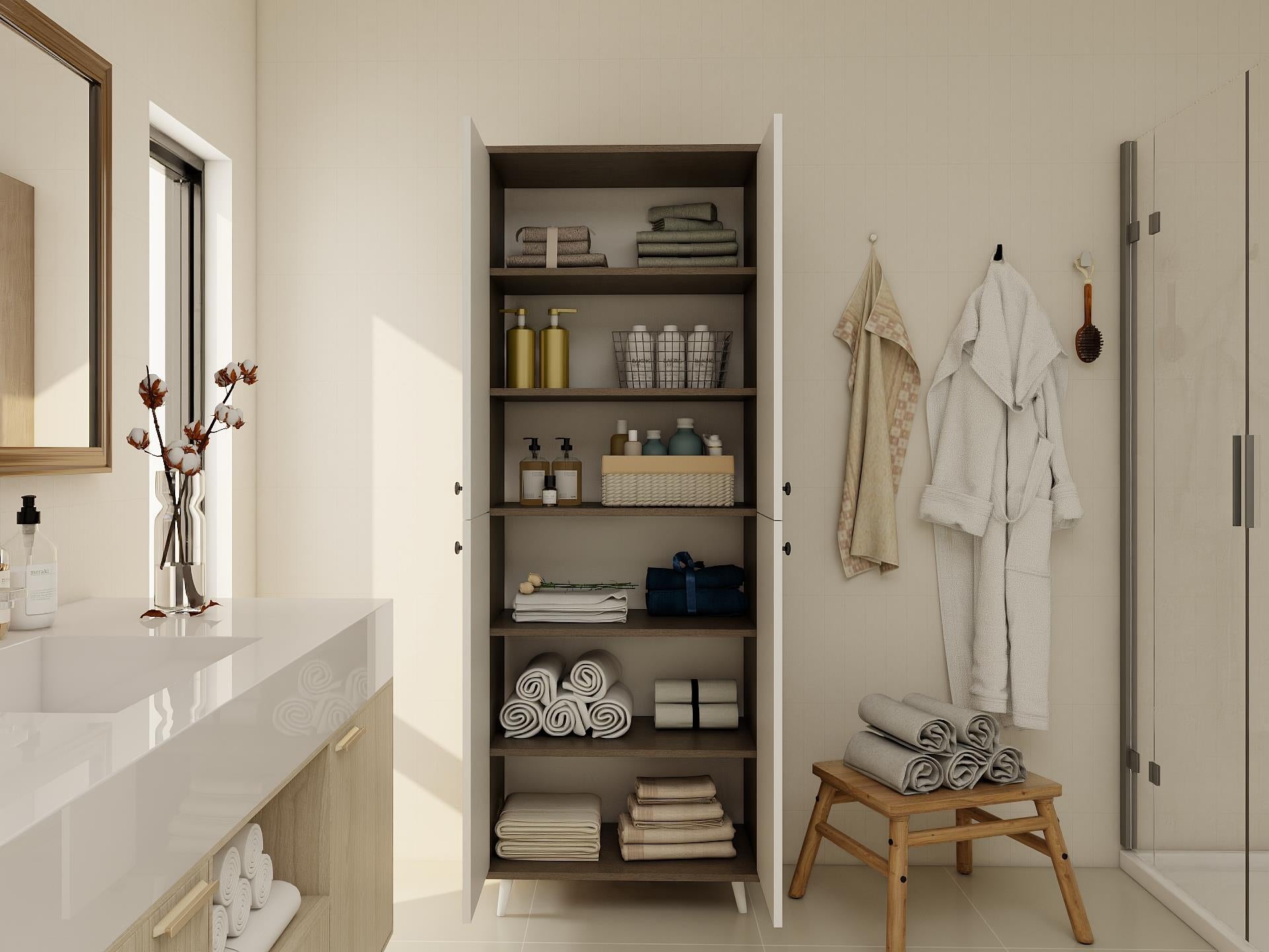 Vadi Çok Amaçlı Banyo/Kiler Dolabı Antrasitmeşe-Beyaz Renk