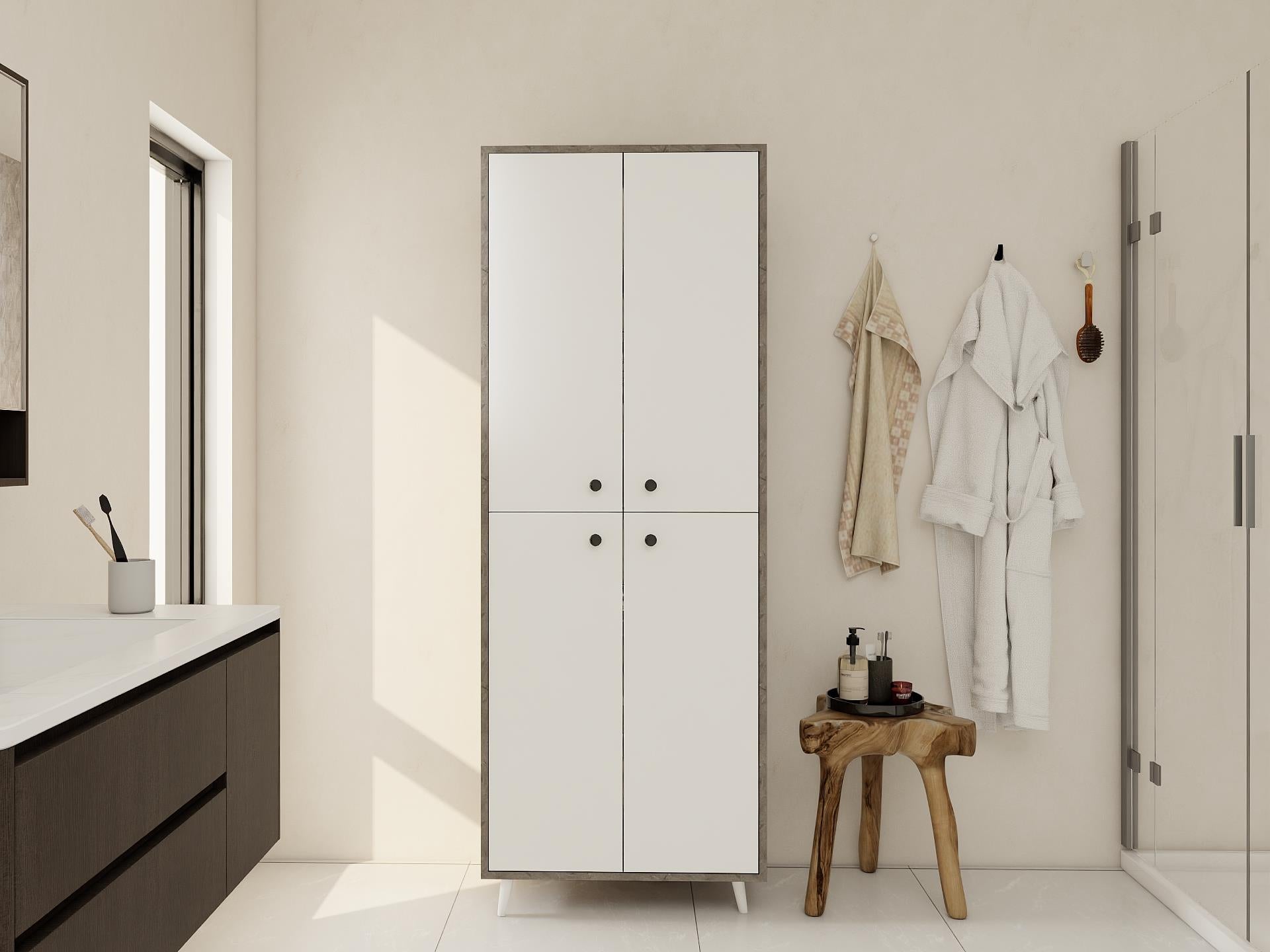 Vadi Çok Amaçlı Banyo/Kiler Dolabı Hanoi-Beyaz Renk