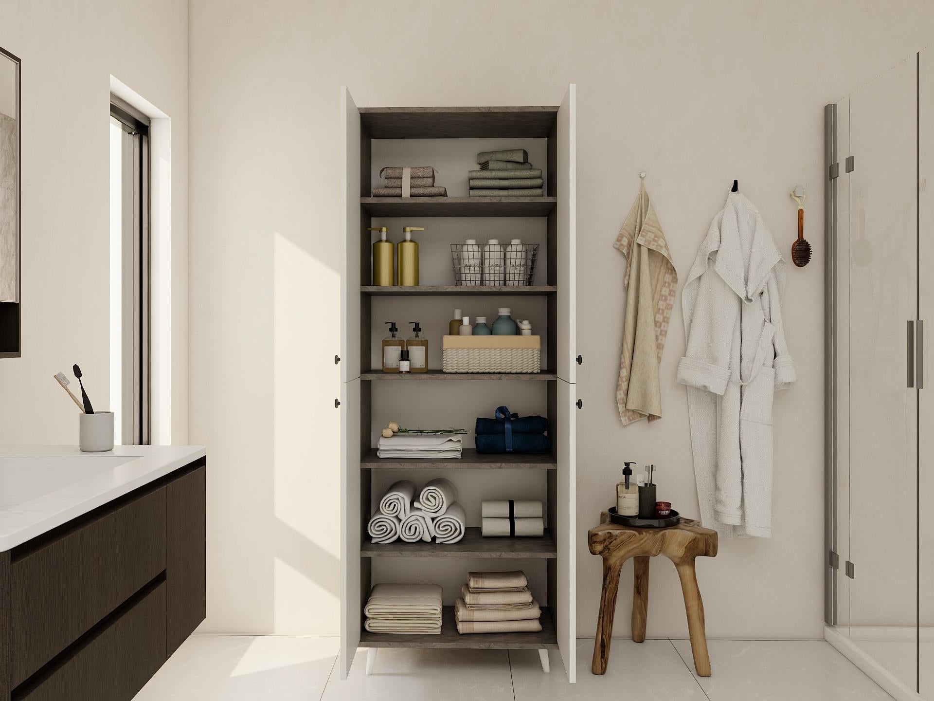 Vadi Çok Amaçlı Banyo/Kiler Dolabı Hanoi-Beyaz Renk