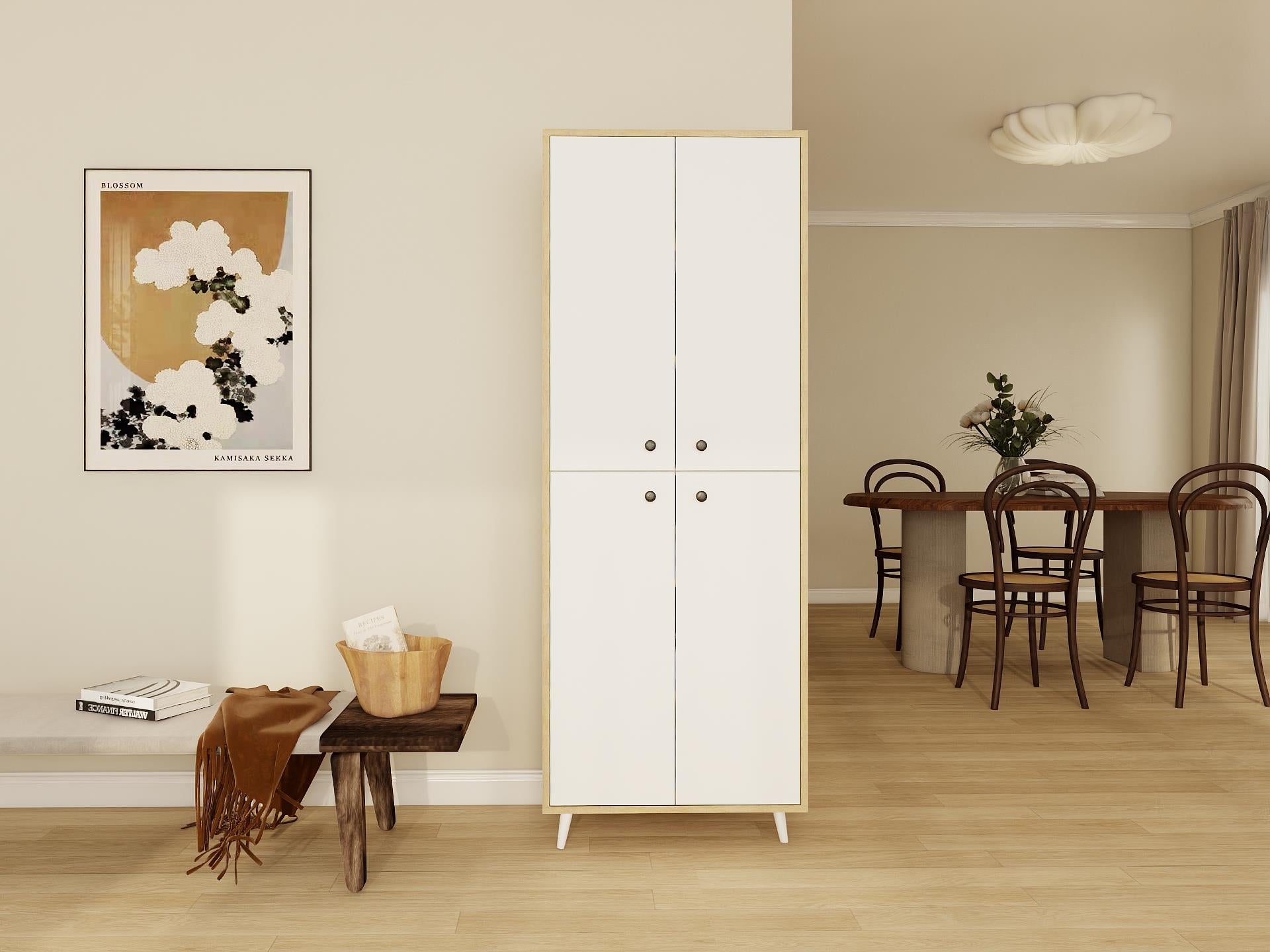 Vadi Çok Amaçlı Banyo/Kiler Dolabı Lefkasmeşe-Beyaz Renk