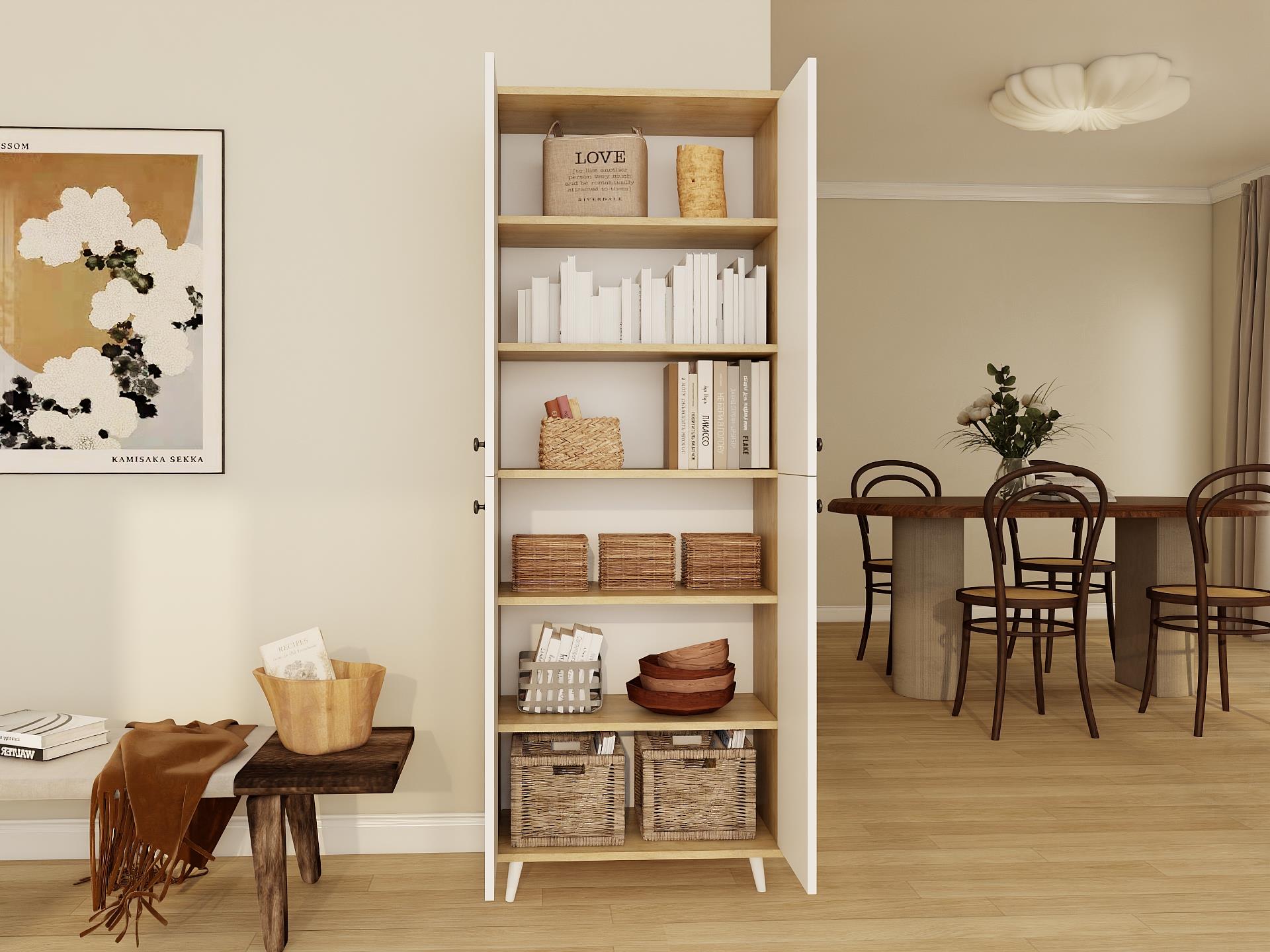 Vadi Çok Amaçlı Banyo/Kiler Dolabı Lefkasmeşe-Beyaz Renk