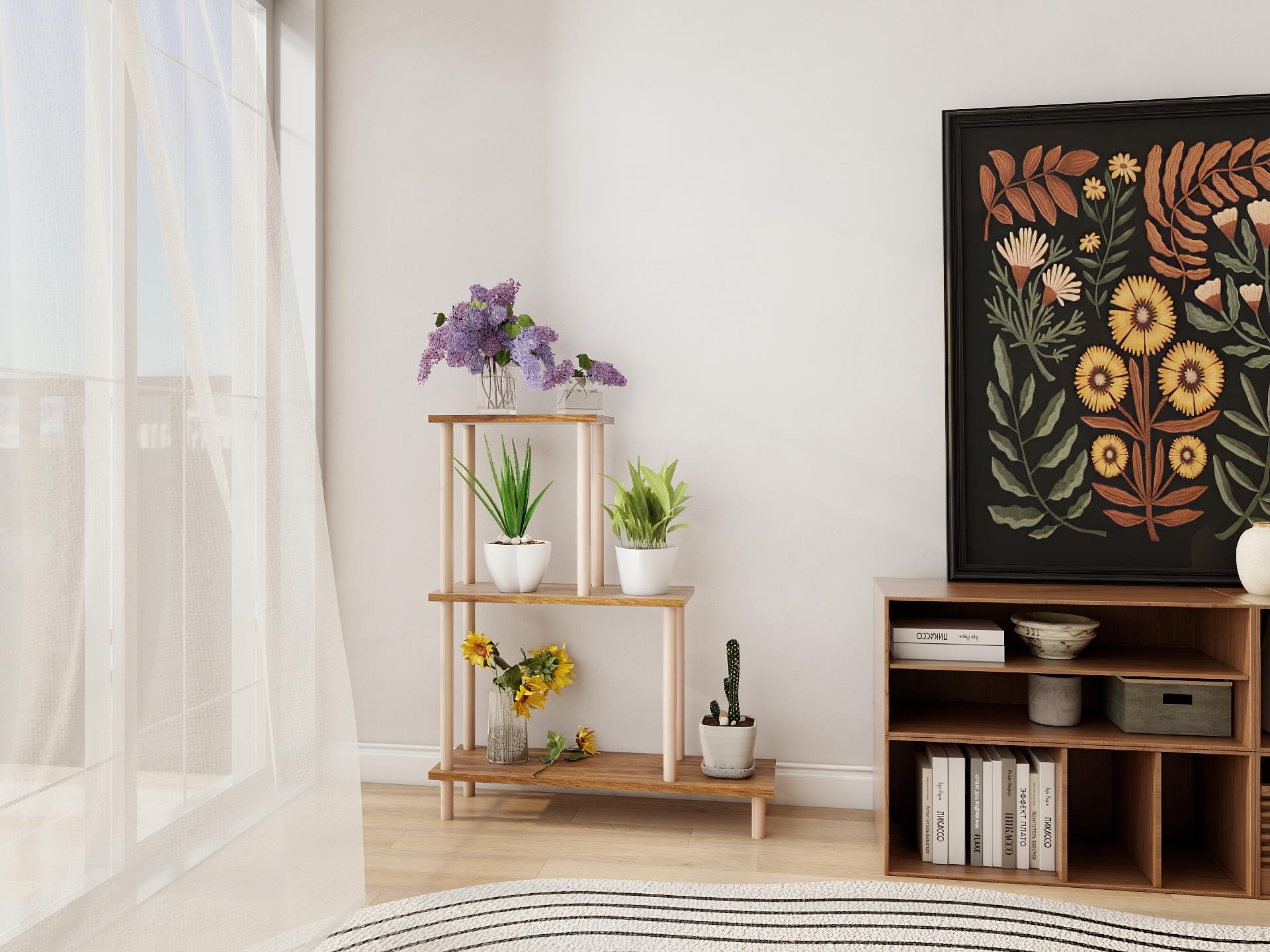 Yaren Çiçeklik Asklık-Saksılık Standı Amalfi-Beyaz Renk