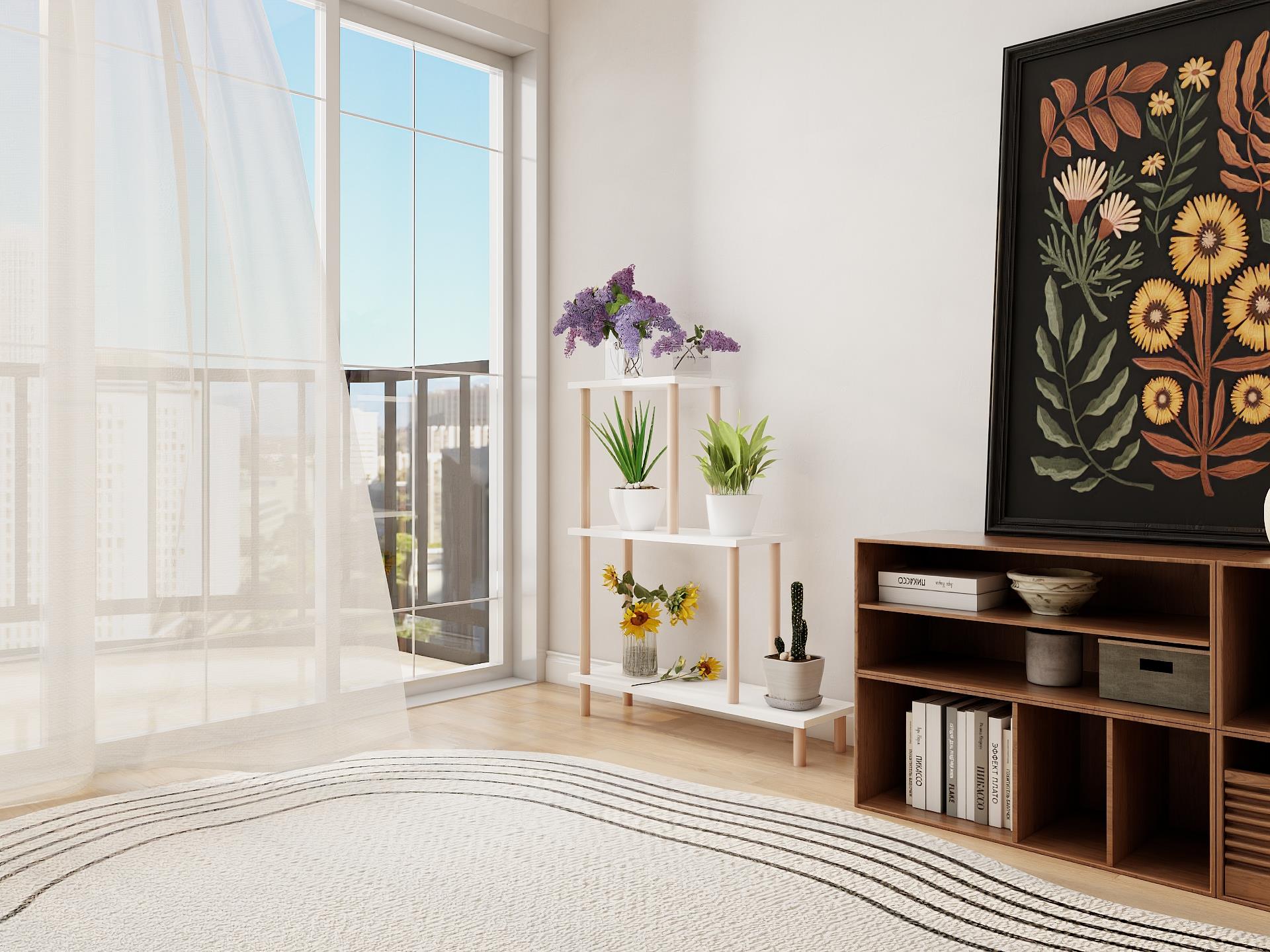 Yaren Çiçeklik Asklık-Saksılık Standı Beyaz Renk