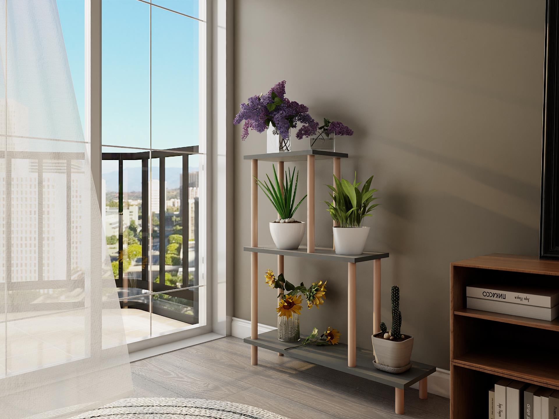 Yaren Çiçeklik Asklık-Saksılık Standı Koyugri