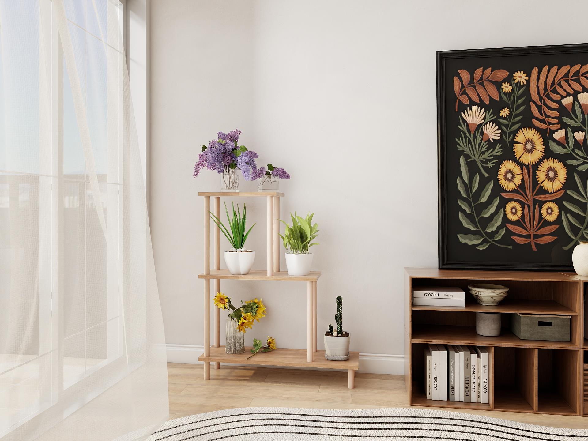 Yaren Çiçeklik Asklık-Saksılık Standı Marbellakiraz-Beyaz Renk