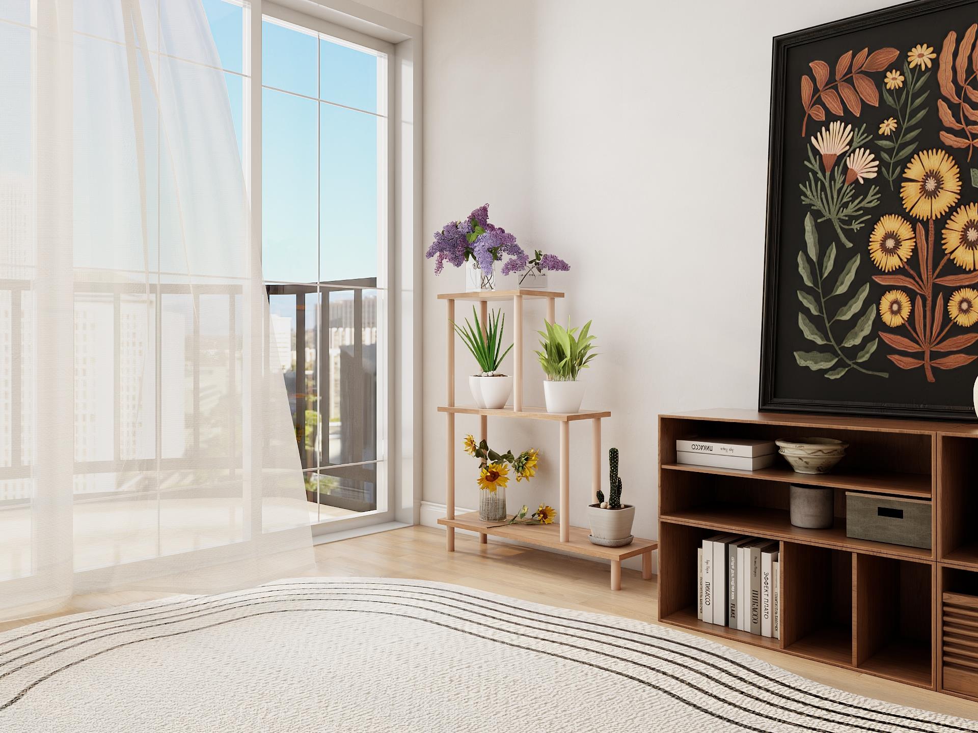 Yaren Çiçeklik Asklık-Saksılık Standı Marbellakiraz-Beyaz Renk