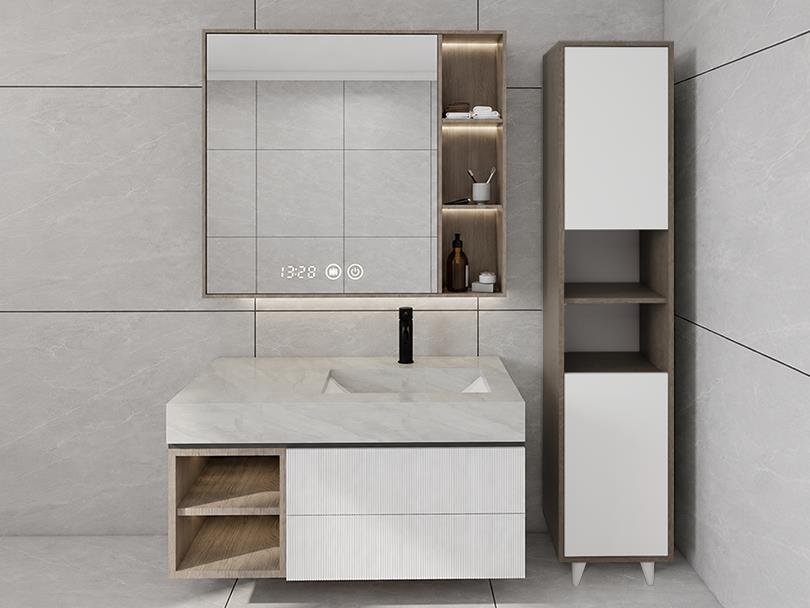 Riva Çamaşır Sepetli Banyo Dolabı Antrasit Meşe Renk