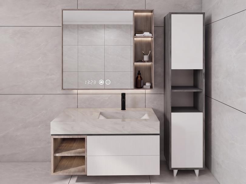 Riva Çamaşır Sepetli Banyo Dolabı Hanoi Beyaz Renk
